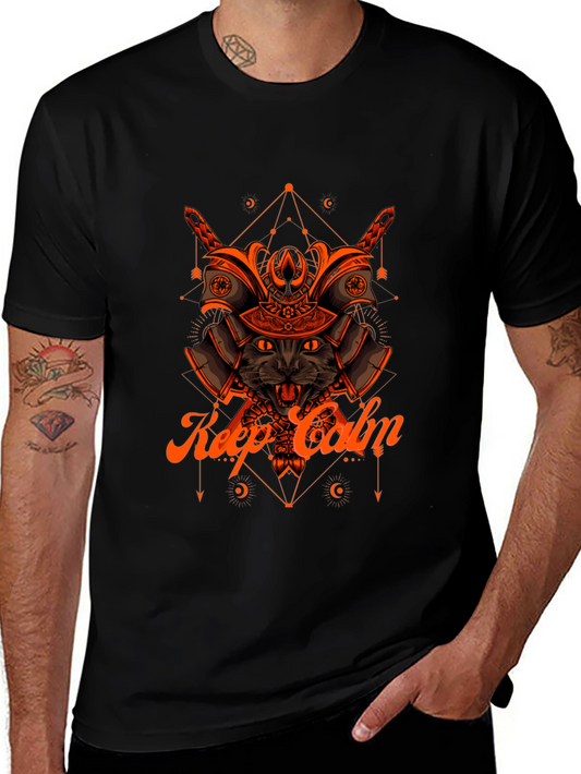 Samurai Cat T-Shirt - Keep Calm Graphic Tee