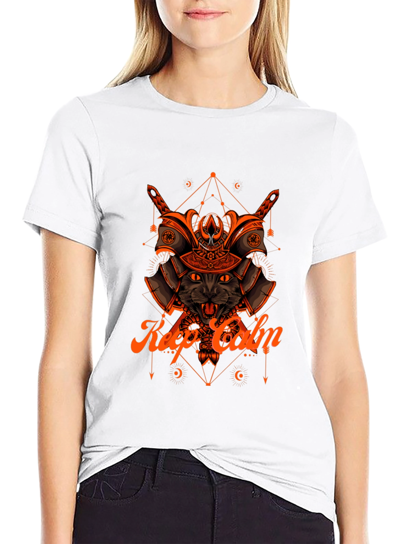 Samurai Cat T-Shirt - Keep Calm Graphic Tee