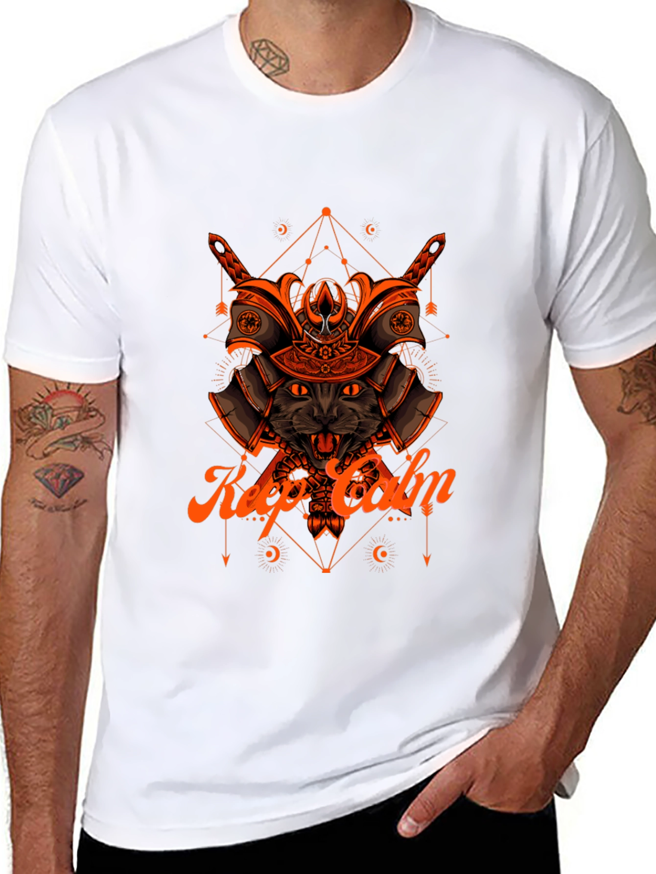 Samurai Cat T-Shirt - Keep Calm Graphic Tee