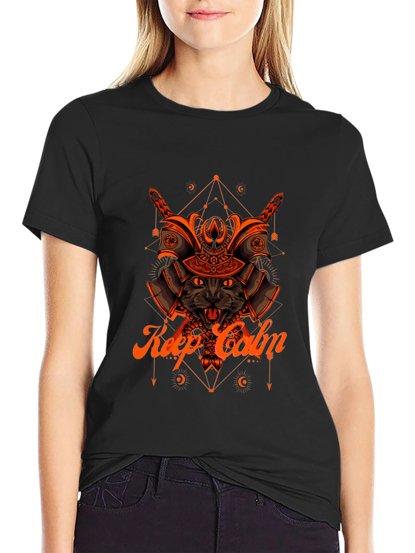 Samurai Cat T-Shirt - Keep Calm Graphic Tee