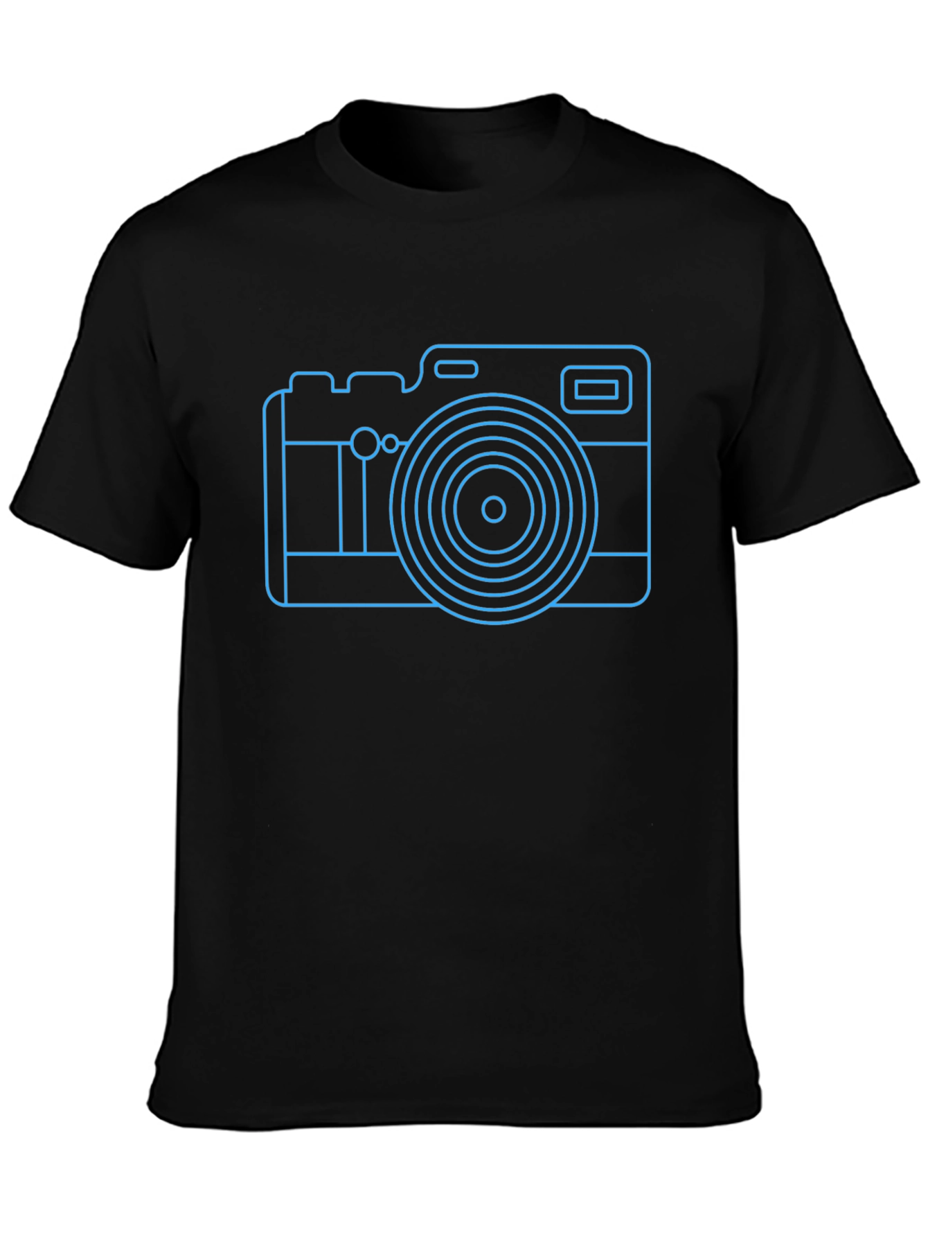 Neon Camera Graphic Tee - Black Casual T-Shirt