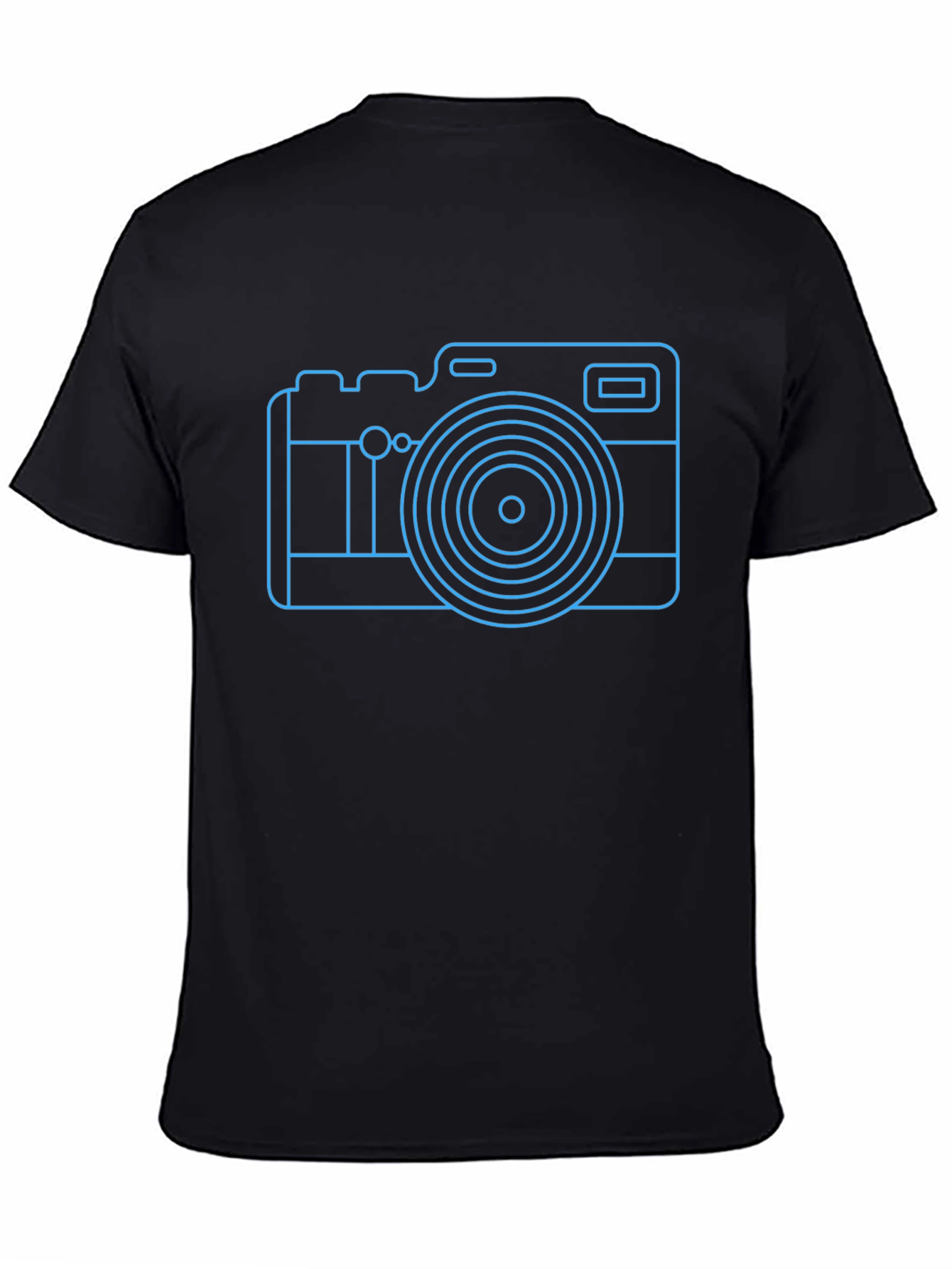 Neon Camera Graphic Tee - Black Casual T-Shirt
