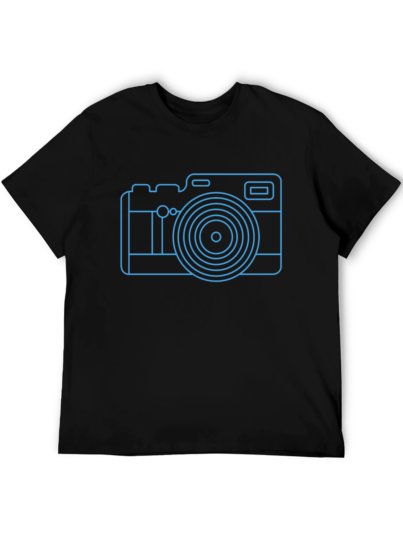 Neon Camera Graphic Tee - Black Casual T-Shirt