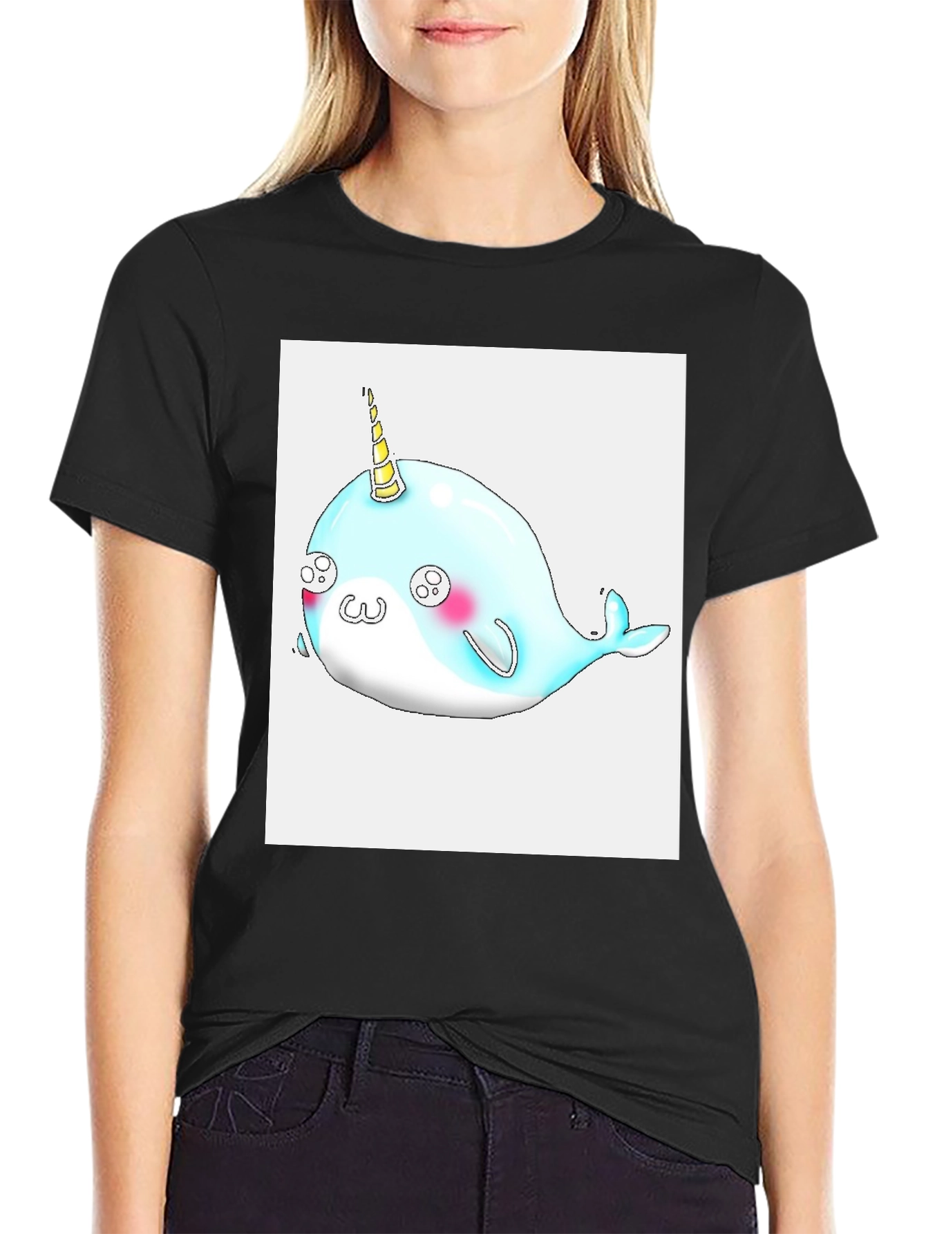 Narwhal Unicorn Black T-Shirt