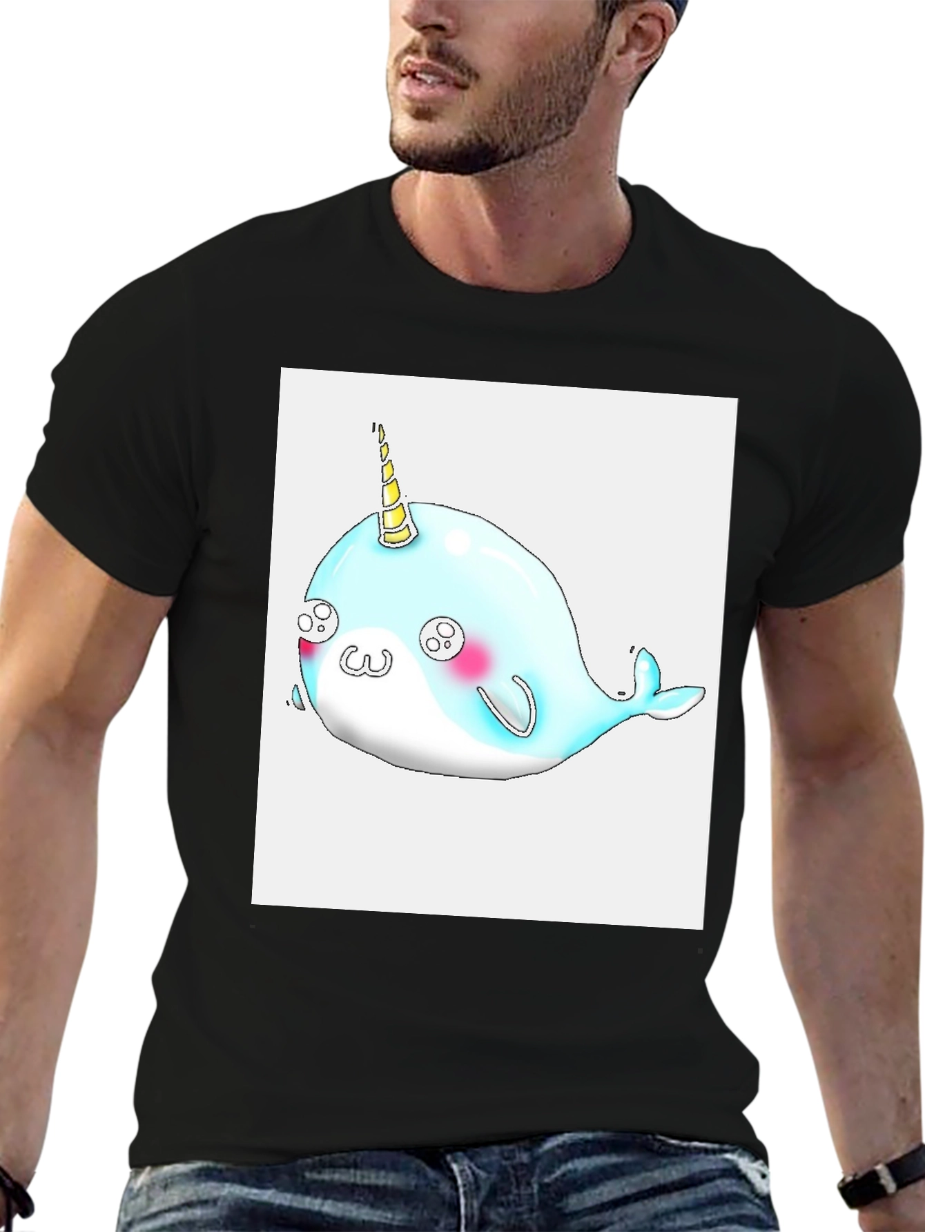 Narwhal Unicorn Black T-Shirt