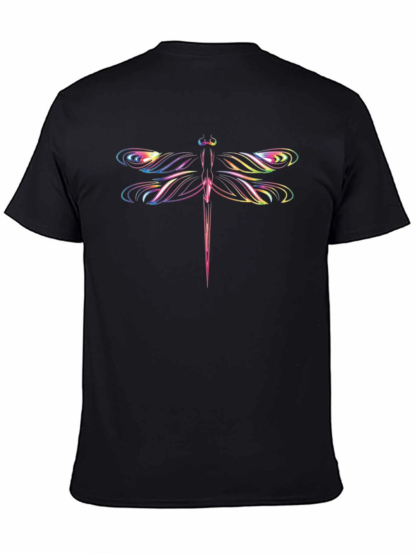 Vibrant Dragonfly Graphic Black T-Shirt