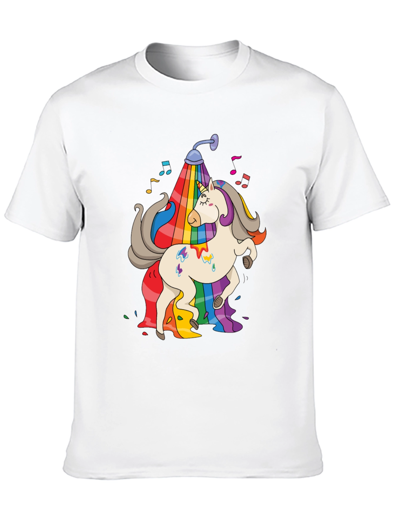 Rainbow Unicorn Shower Black T-Shirt