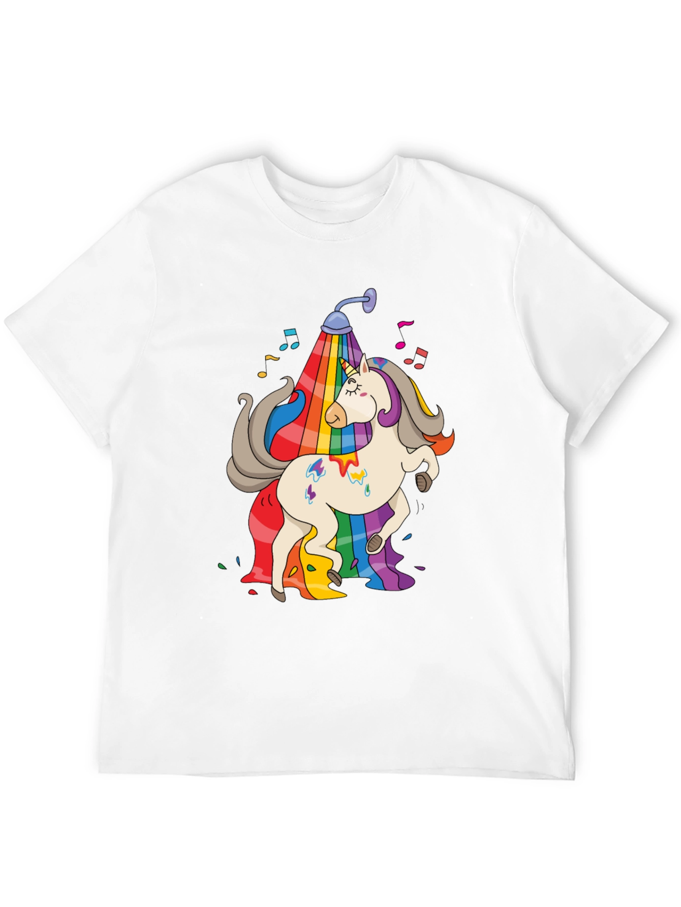 Rainbow Unicorn Shower Black T-Shirt