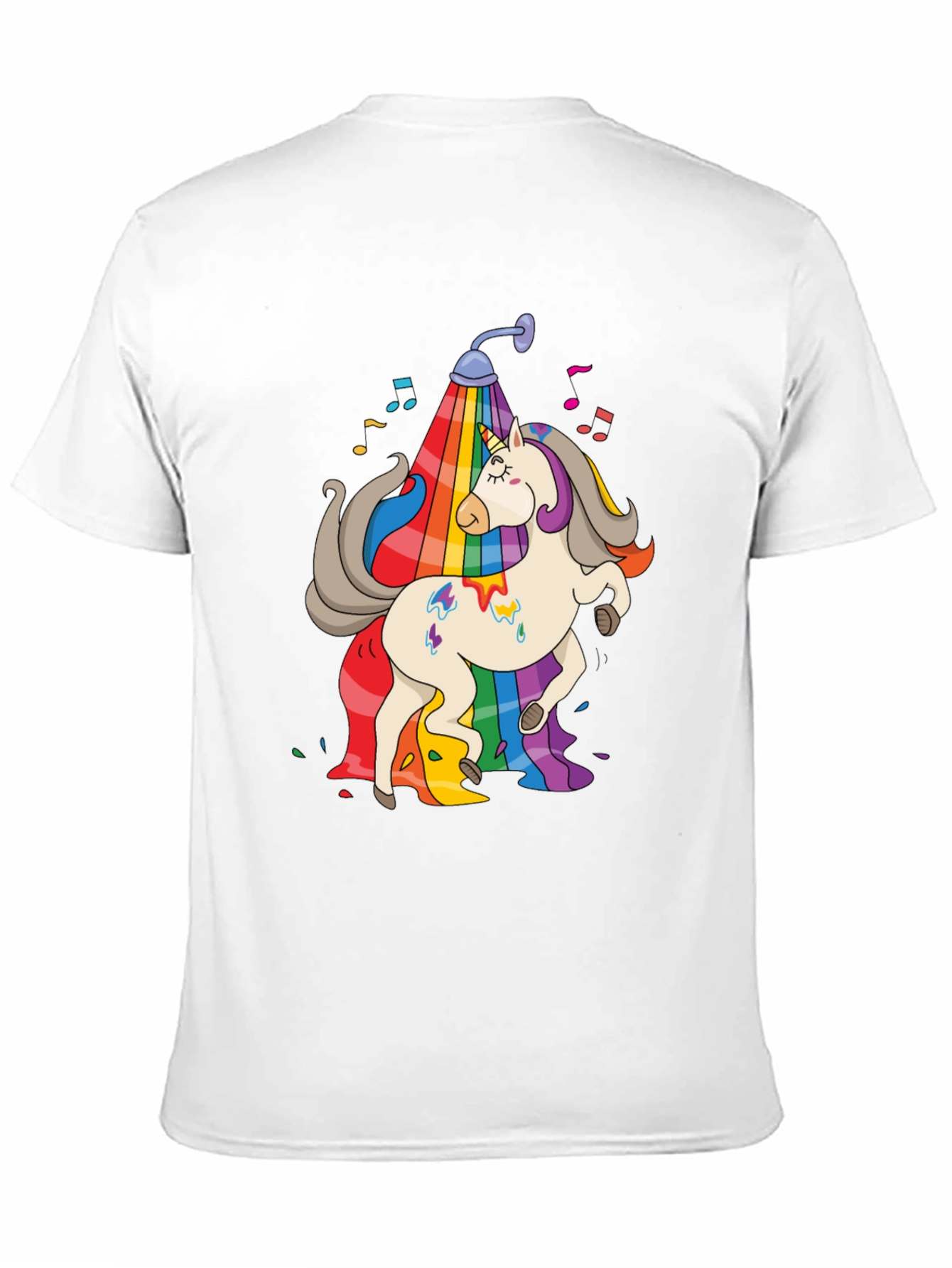 Rainbow Unicorn Shower Black T-Shirt