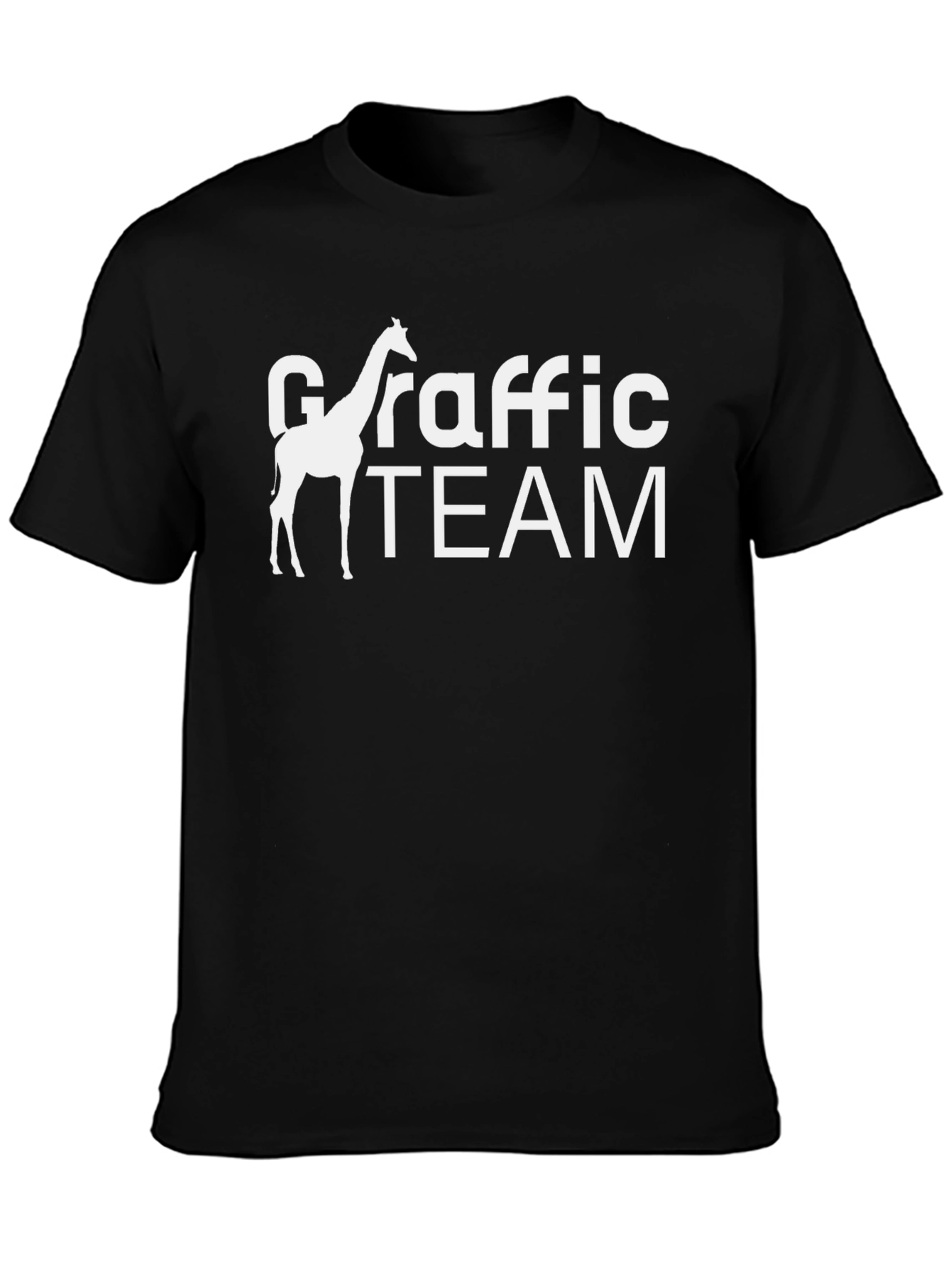 Giraffe Team Graphic Tee - Black Cotton T-Shirt