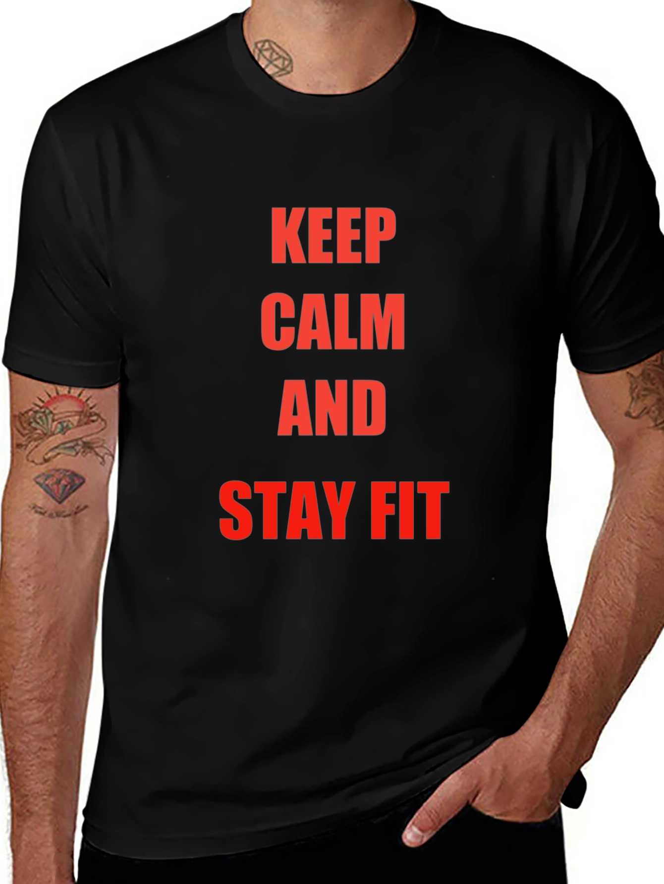 Keep Calm and Stay Fit Black T-Shirt
