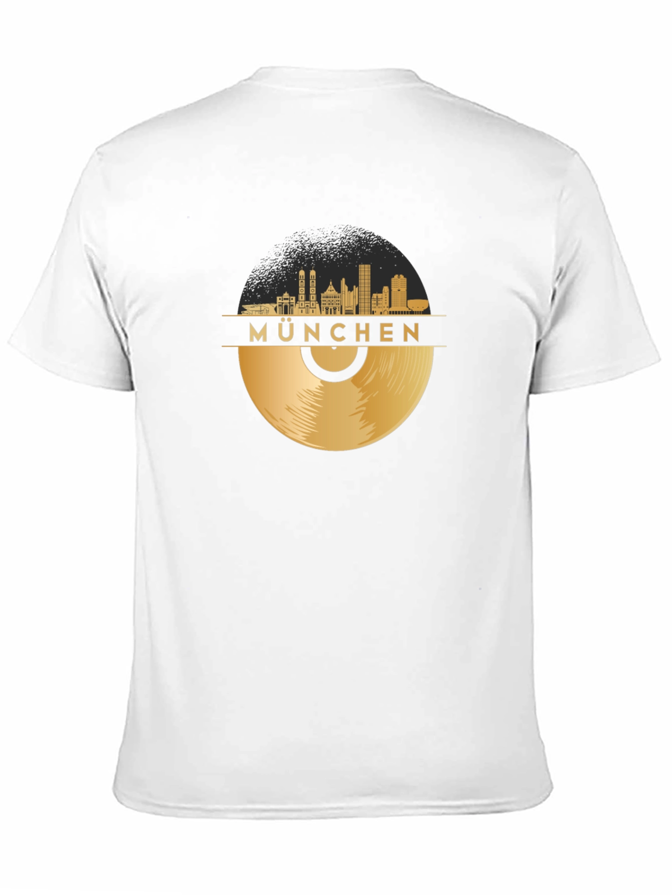 Munchen Skyline Vinyl Record Black T-Shirt