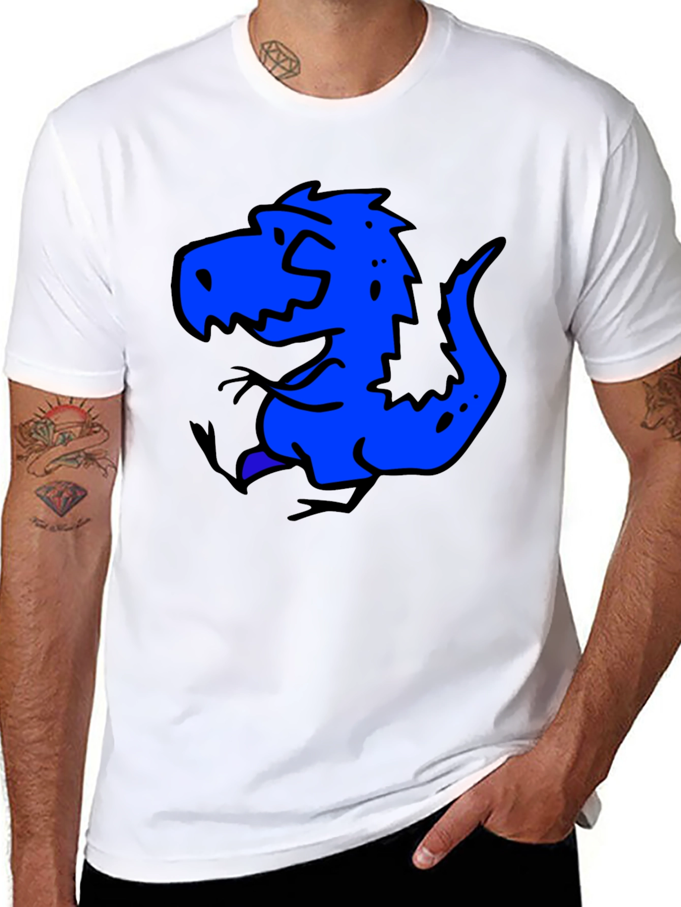 Cartoon Dinosaur Black T-Shirt