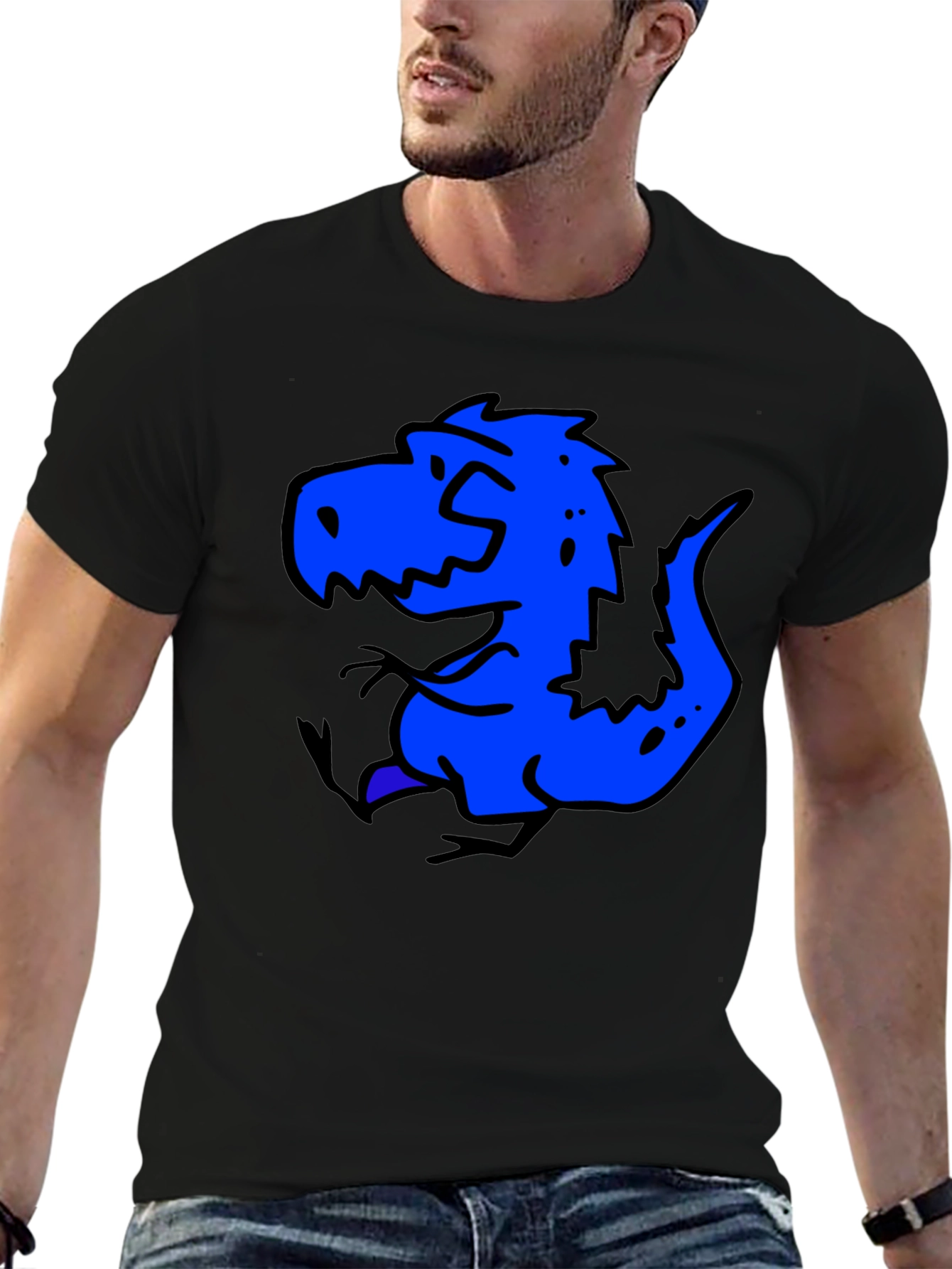 Cartoon Dinosaur Black T-Shirt