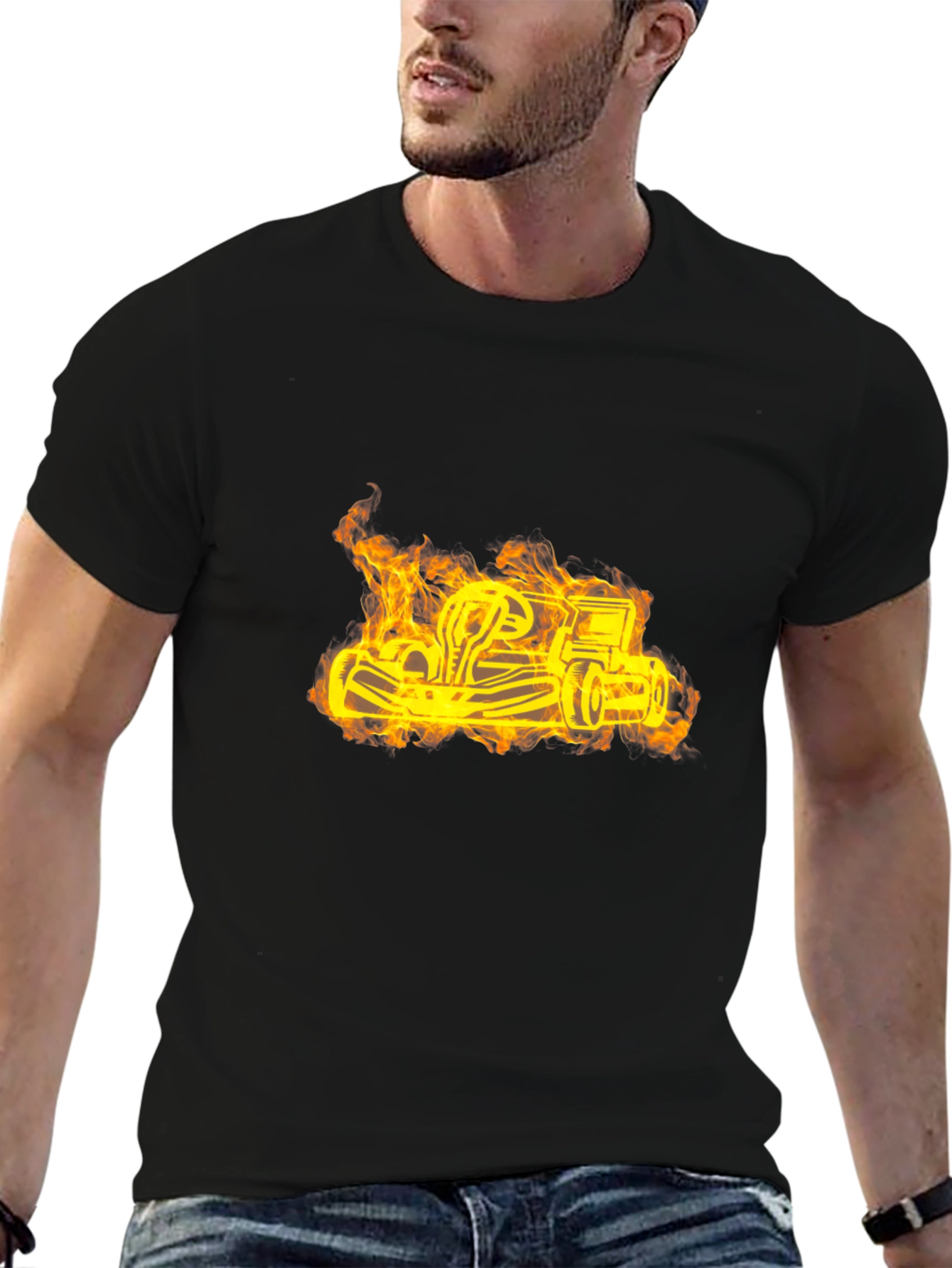 Flaming Go-Kart Black T-Shirt