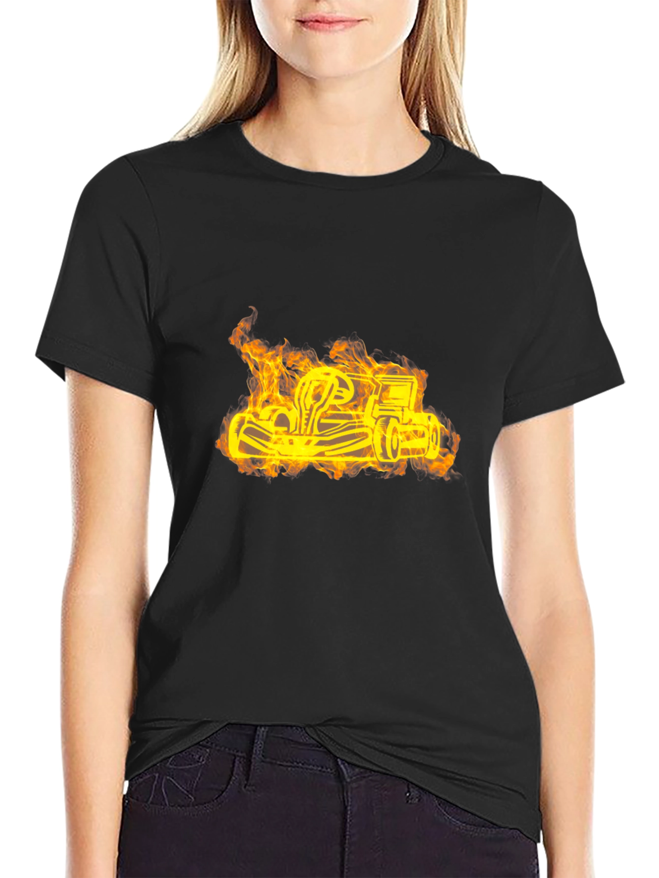 Flaming Go-Kart Black T-Shirt