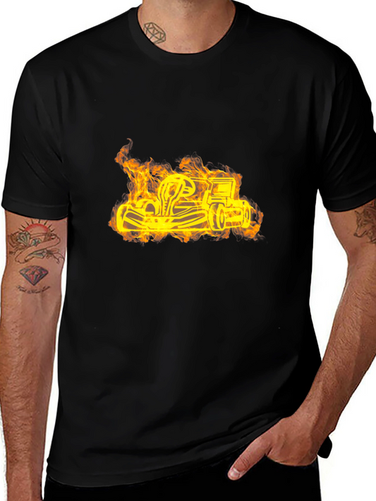 Flaming Go-Kart Black T-Shirt