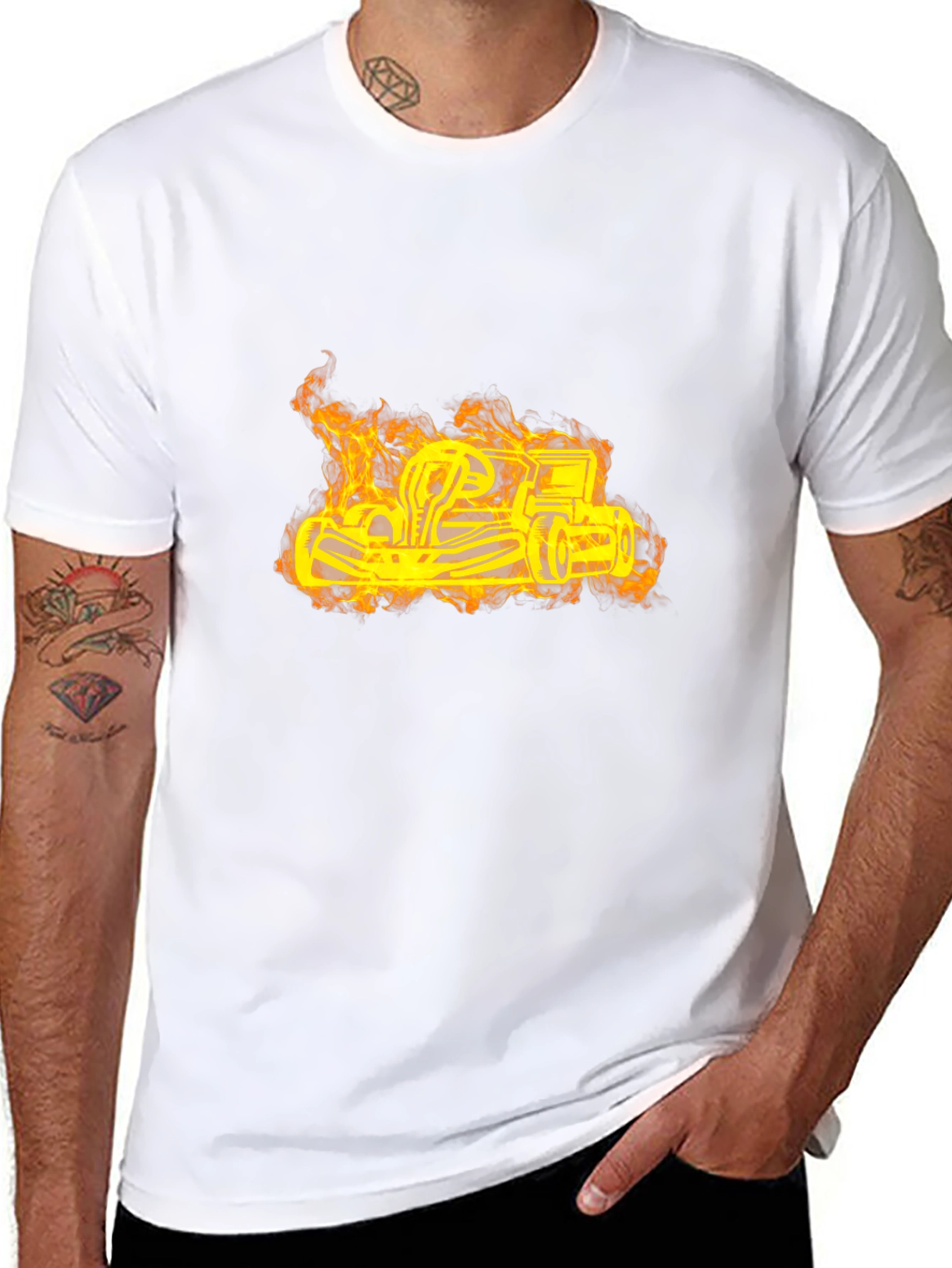 Flaming Go-Kart Black T-Shirt