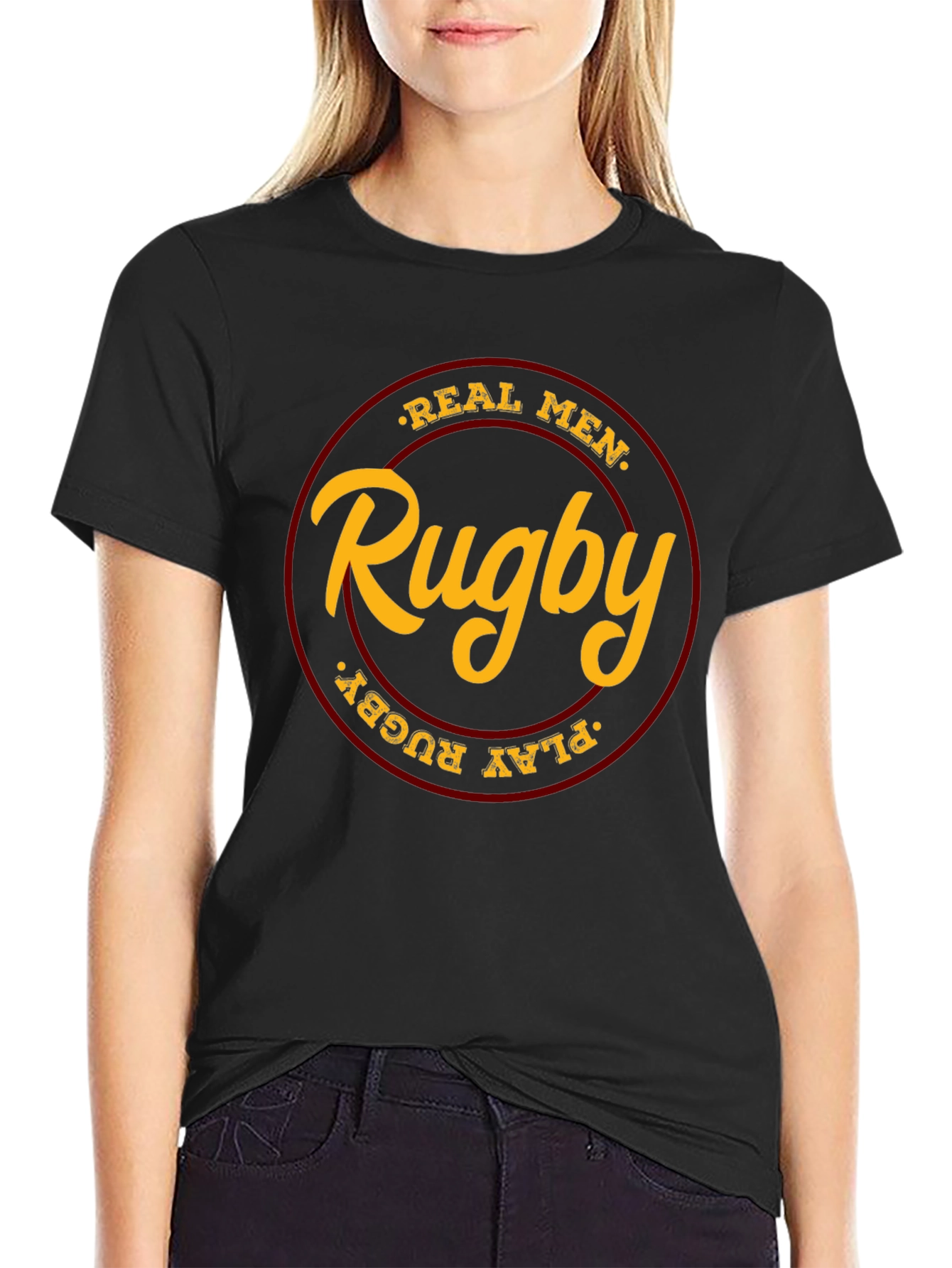 Real Men Play Rugby Black T-Shirt