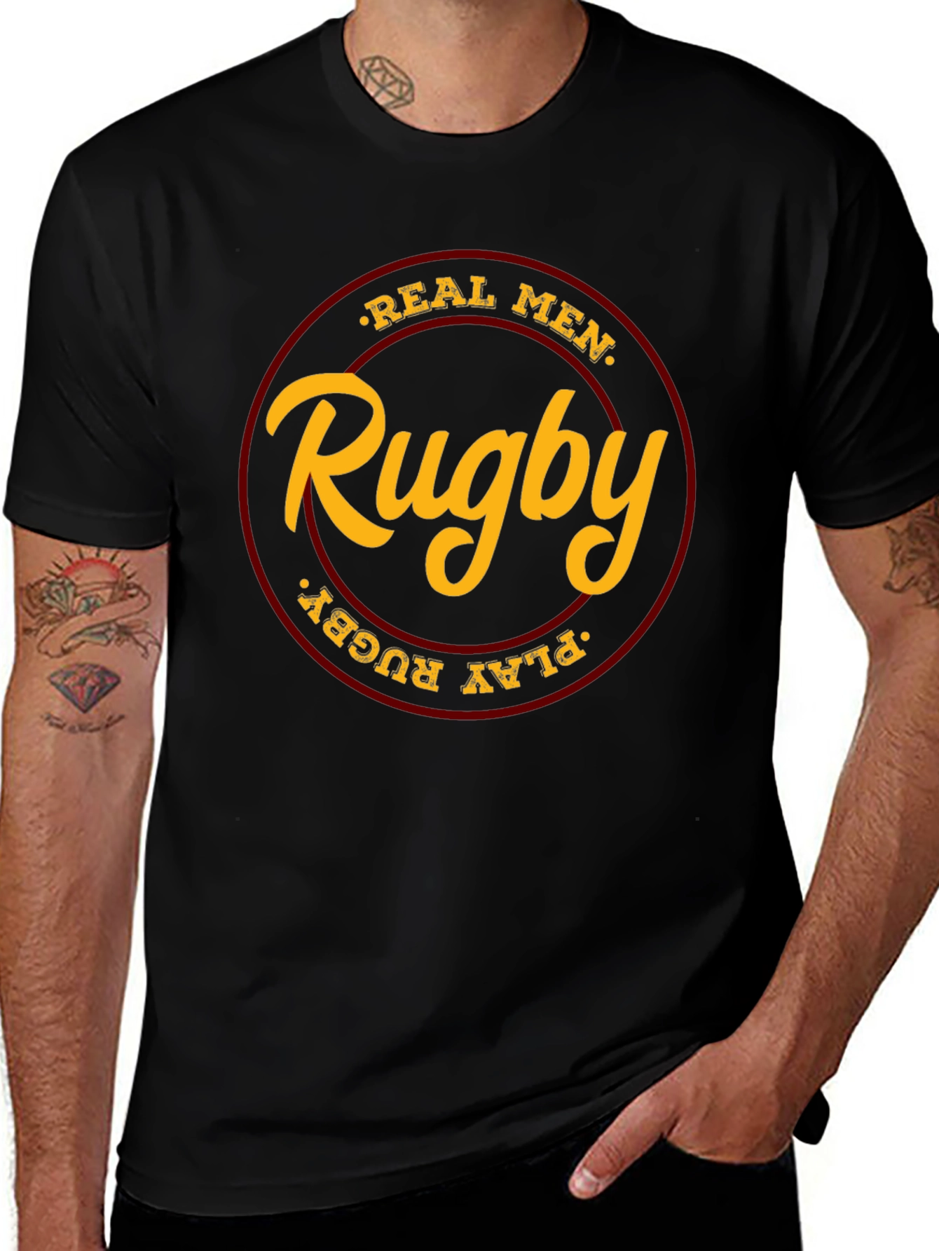Real Men Play Rugby Black T-Shirt