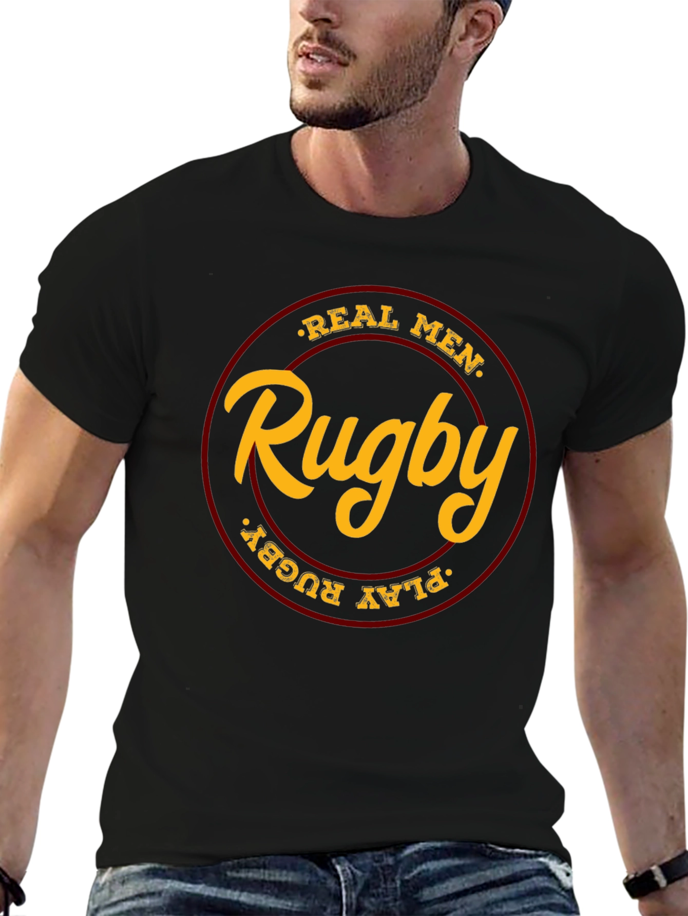 Real Men Play Rugby Black T-Shirt