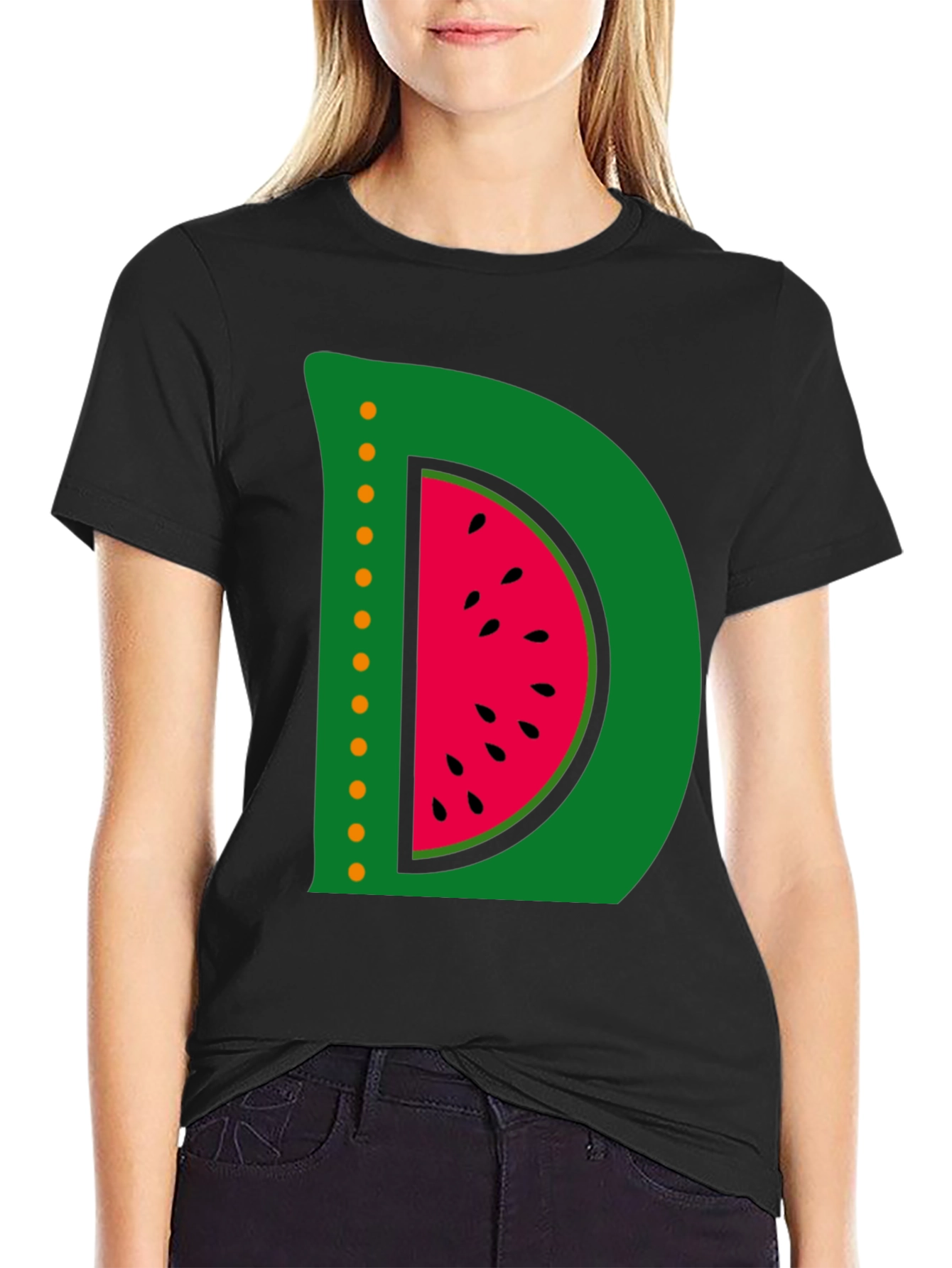 Watermelon Letter D Graphic T-Shirt