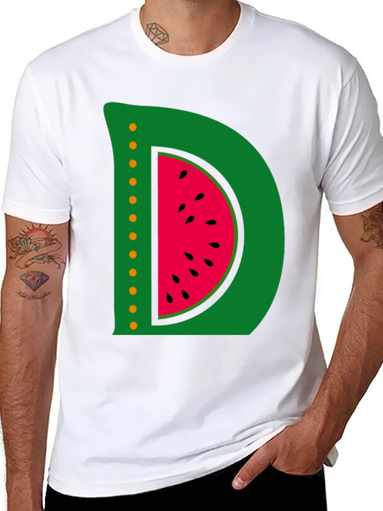 Watermelon Letter D Graphic T-Shirt