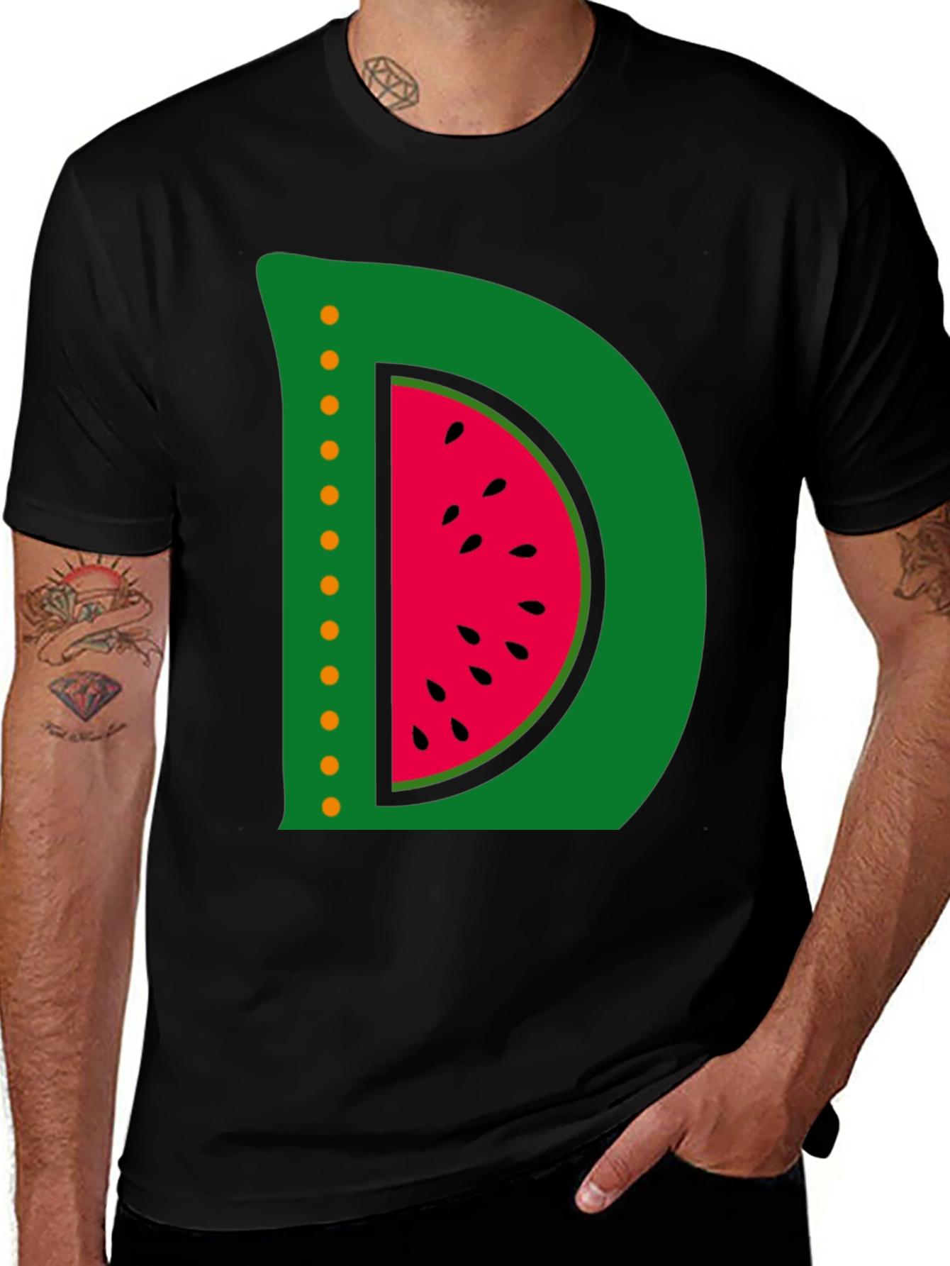 Watermelon Letter D Graphic T-Shirt