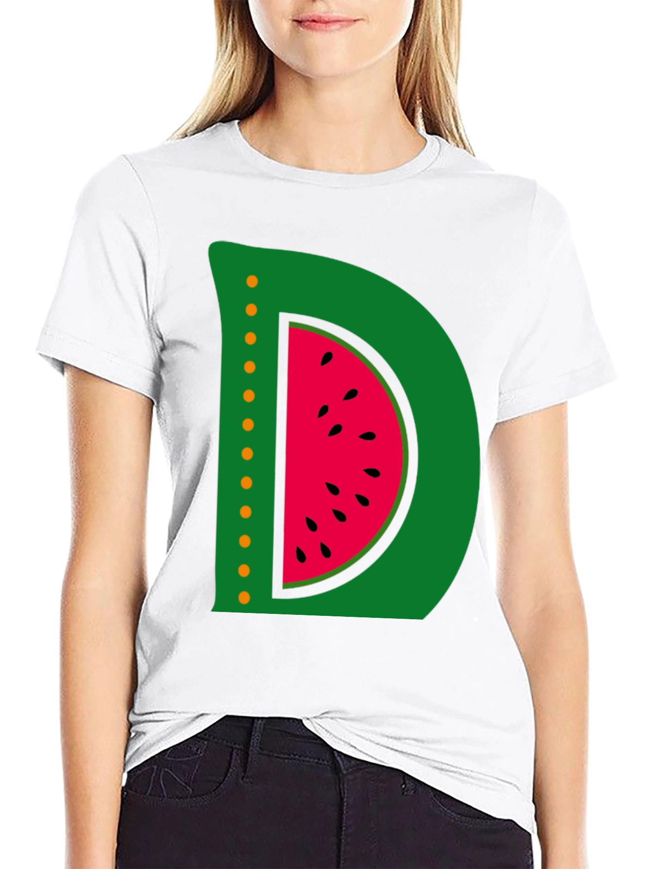 Watermelon Letter D Graphic T-Shirt