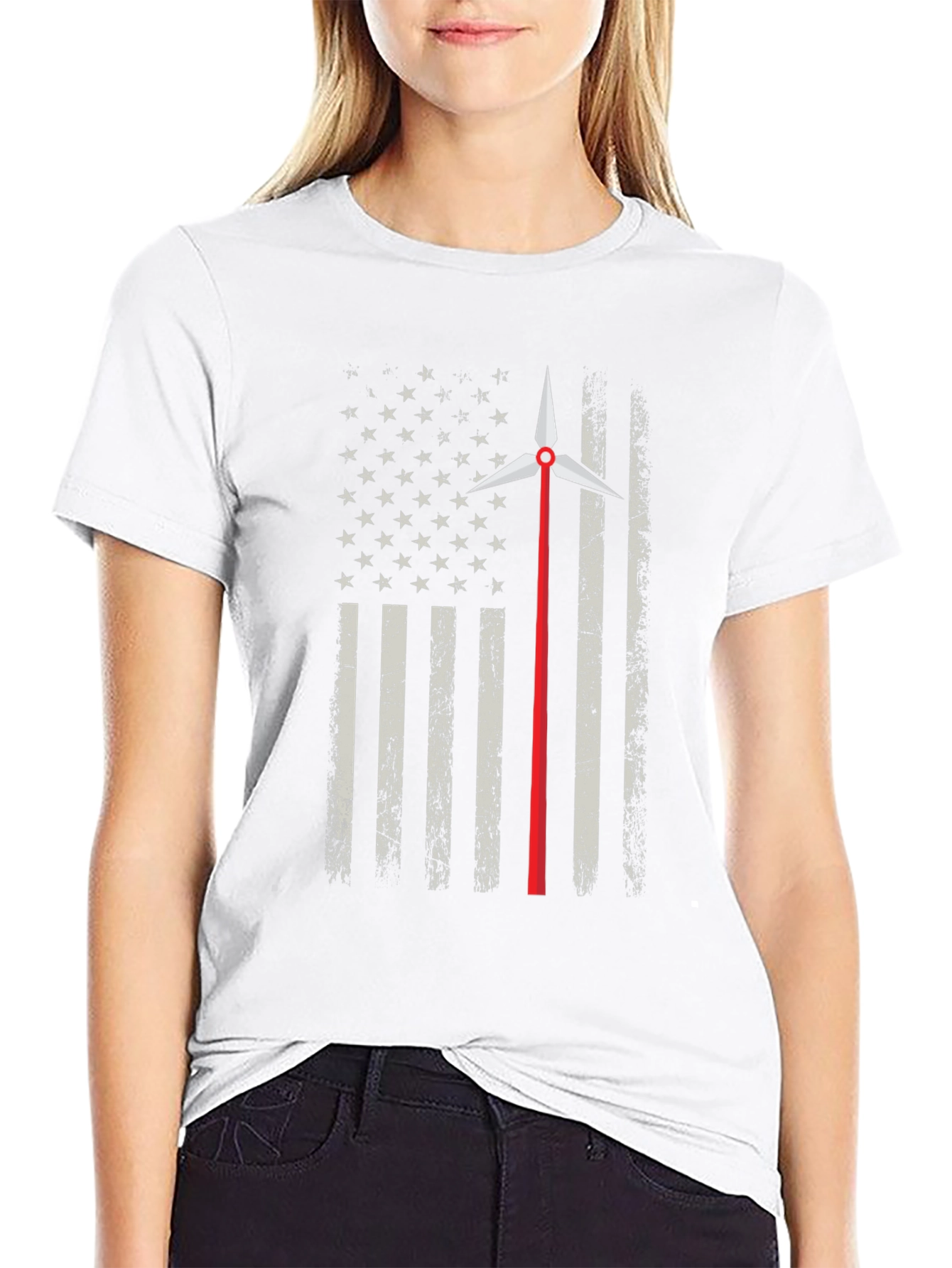Patriotic Wind Turbine Flag T-Shirt