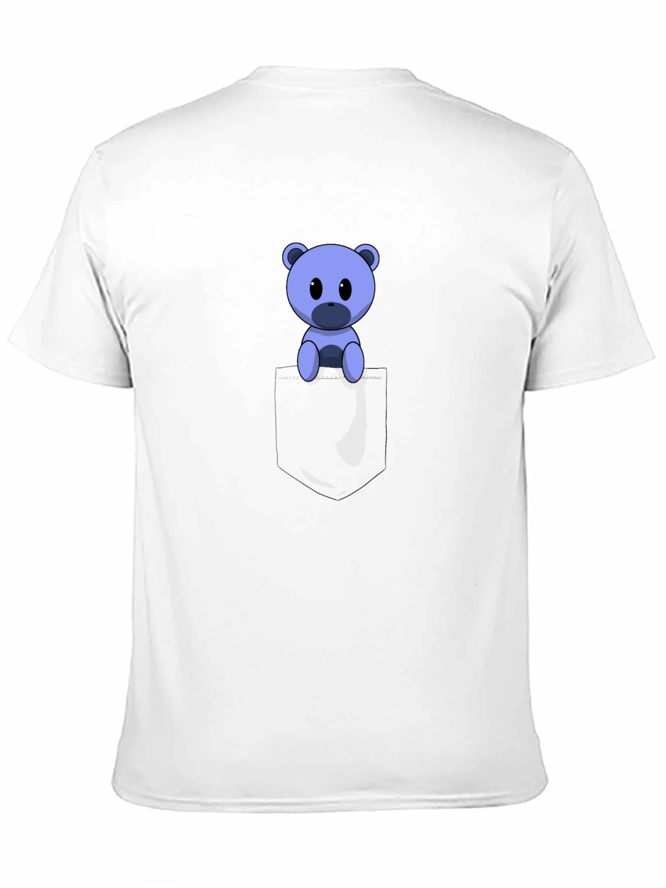 Cute Cartoon Bear in Pocket Black T-Shirt