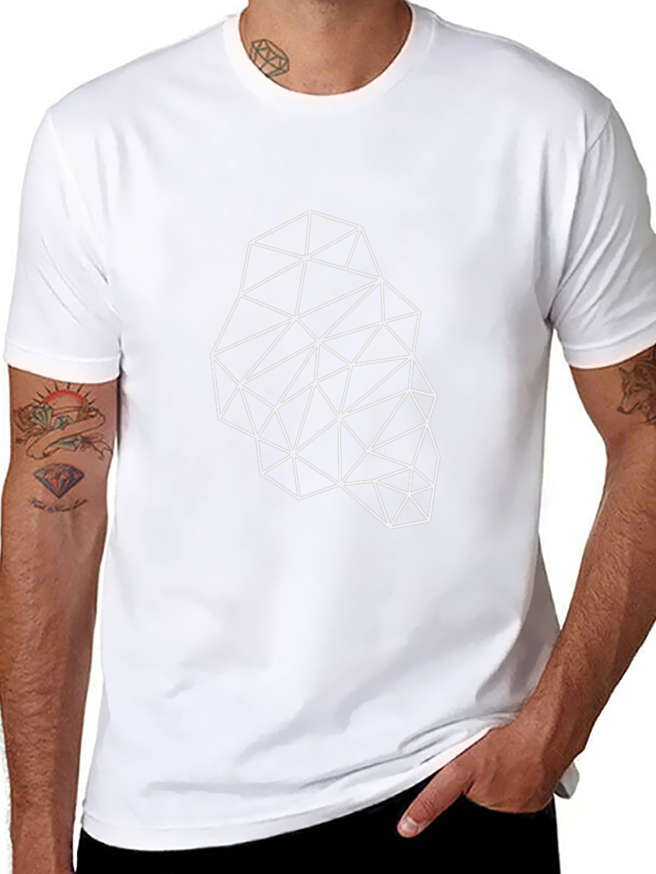 Geometric Triangle Pattern Black T-Shirt