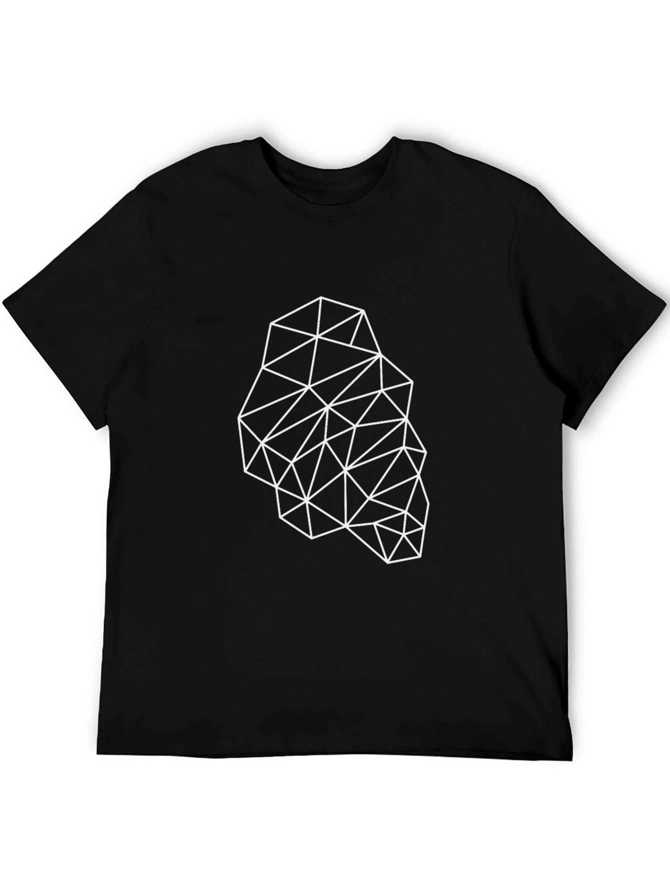 Geometric Triangle Pattern Black T-Shirt