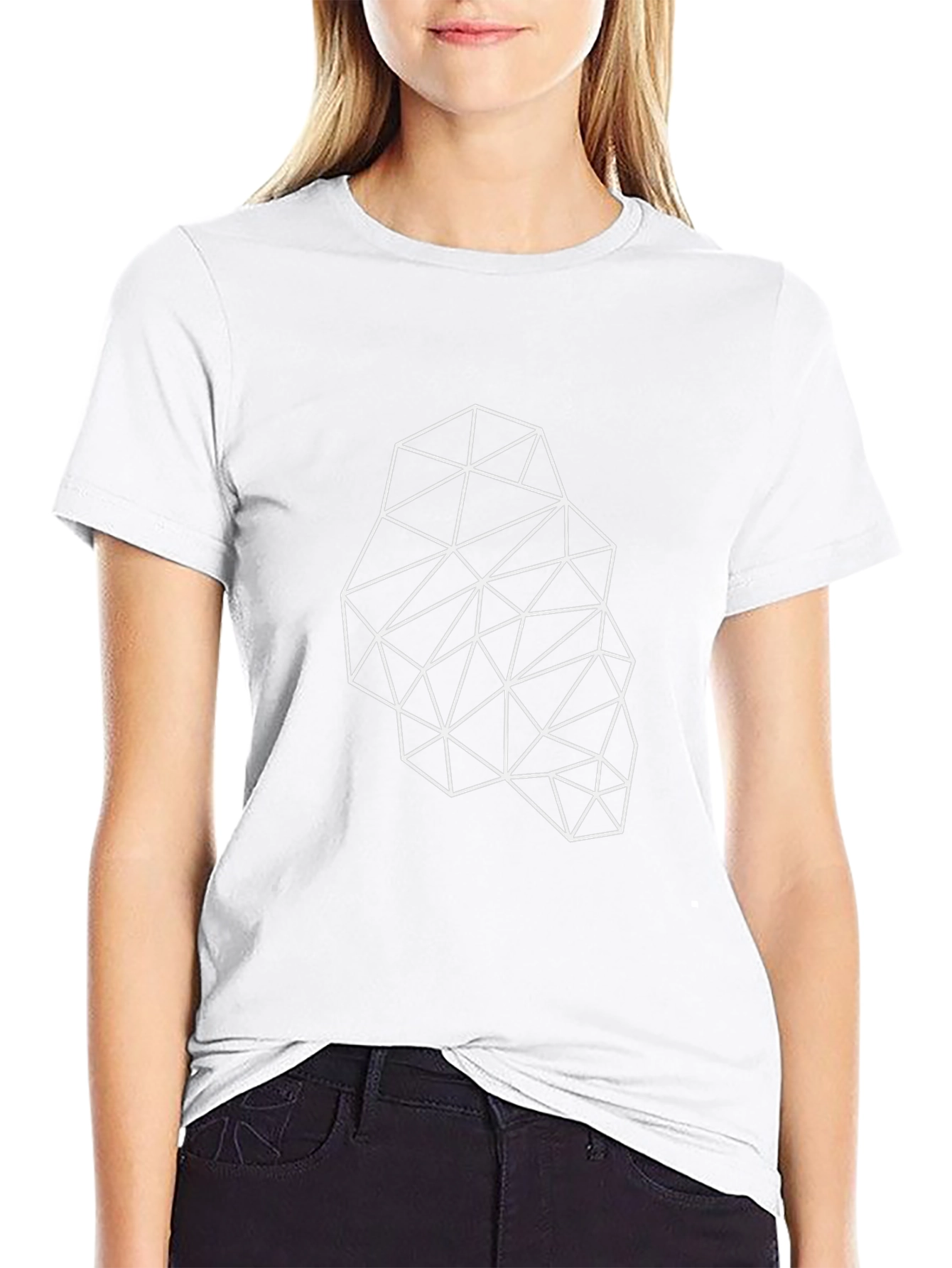 Geometric Triangle Pattern Black T-Shirt