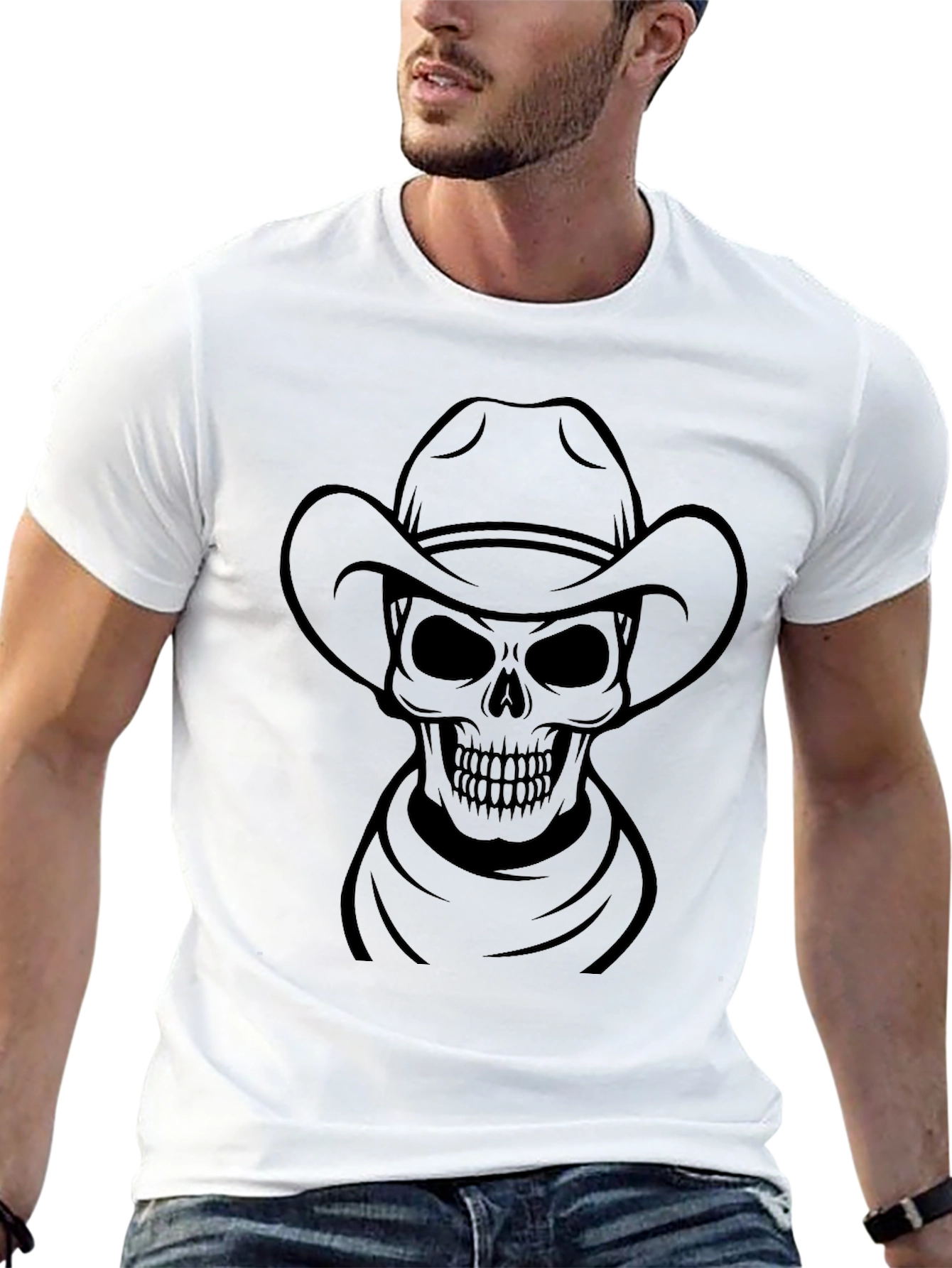 Cowboy Skull Graphic T-Shirt - Black