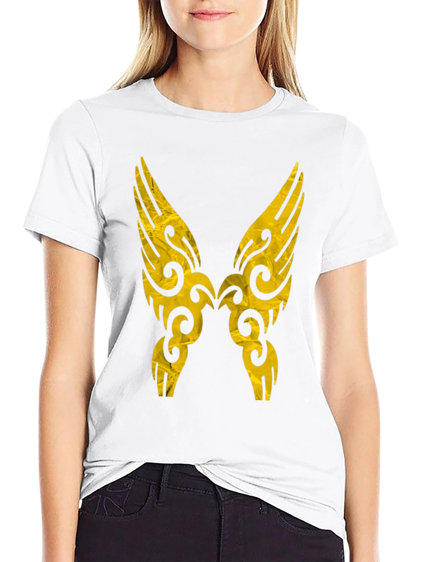 Tribal Wings Graphic Print Black Tee