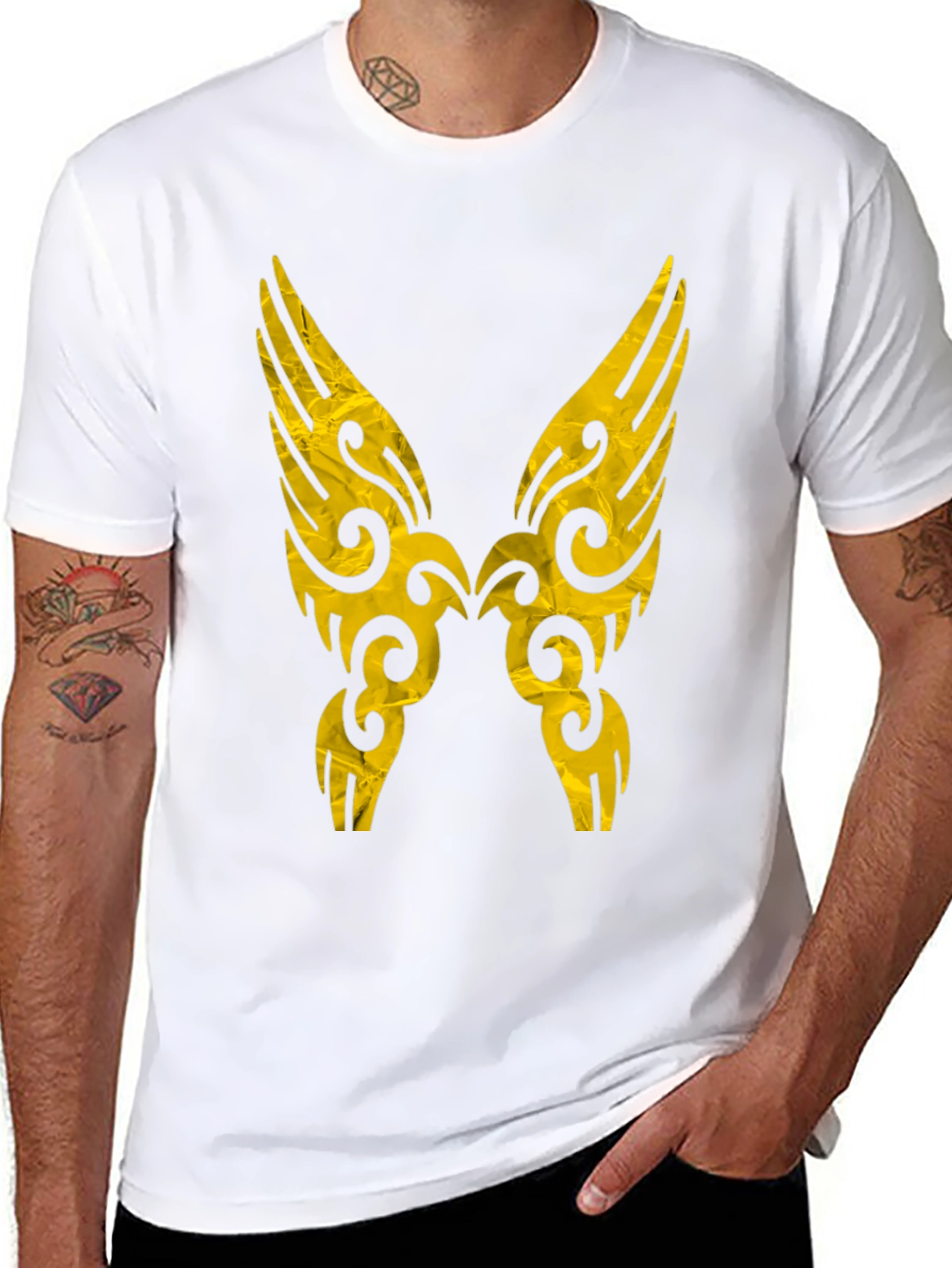 Tribal Wings Graphic Print Black Tee