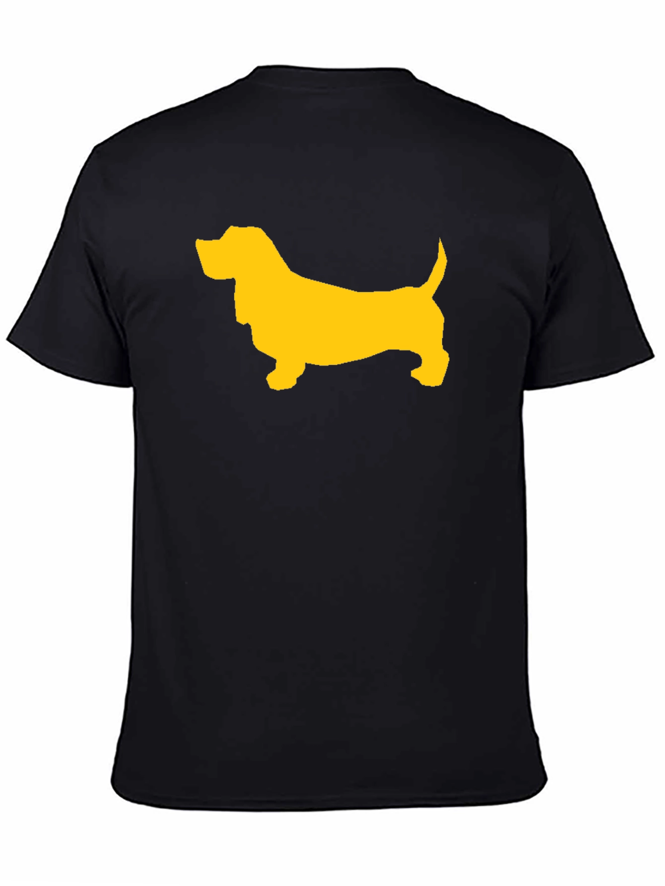 Black T-Shirt with Yellow Dog Graphic