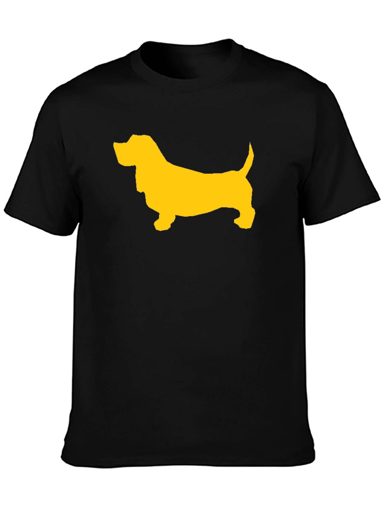 Black T-Shirt with Yellow Dog Graphic