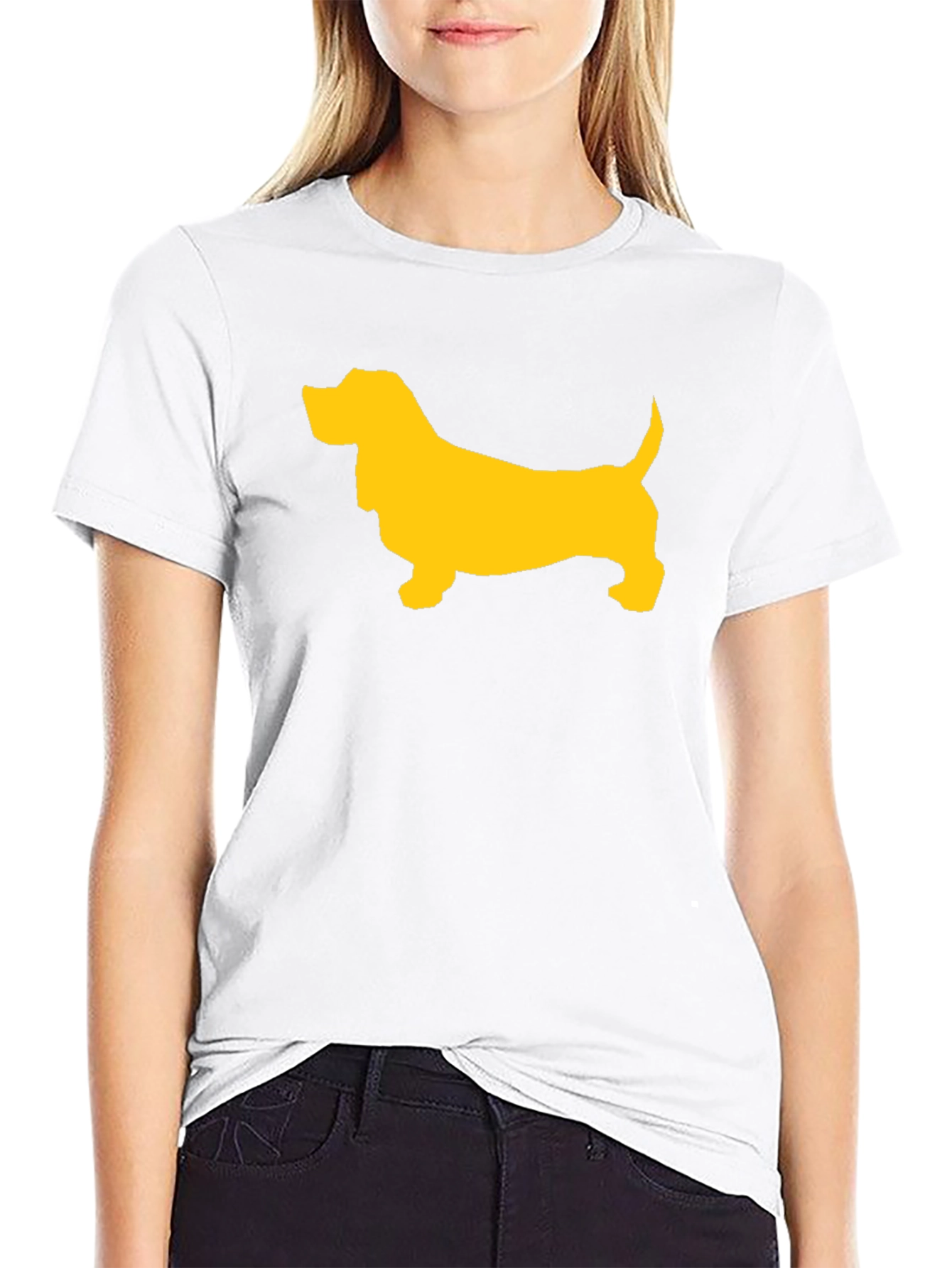 Black T-Shirt with Yellow Dog Graphic