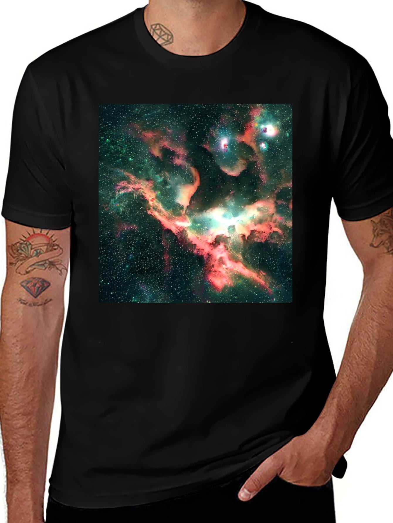 Nebula Print Black T-Shirt - Galaxy Design Tee