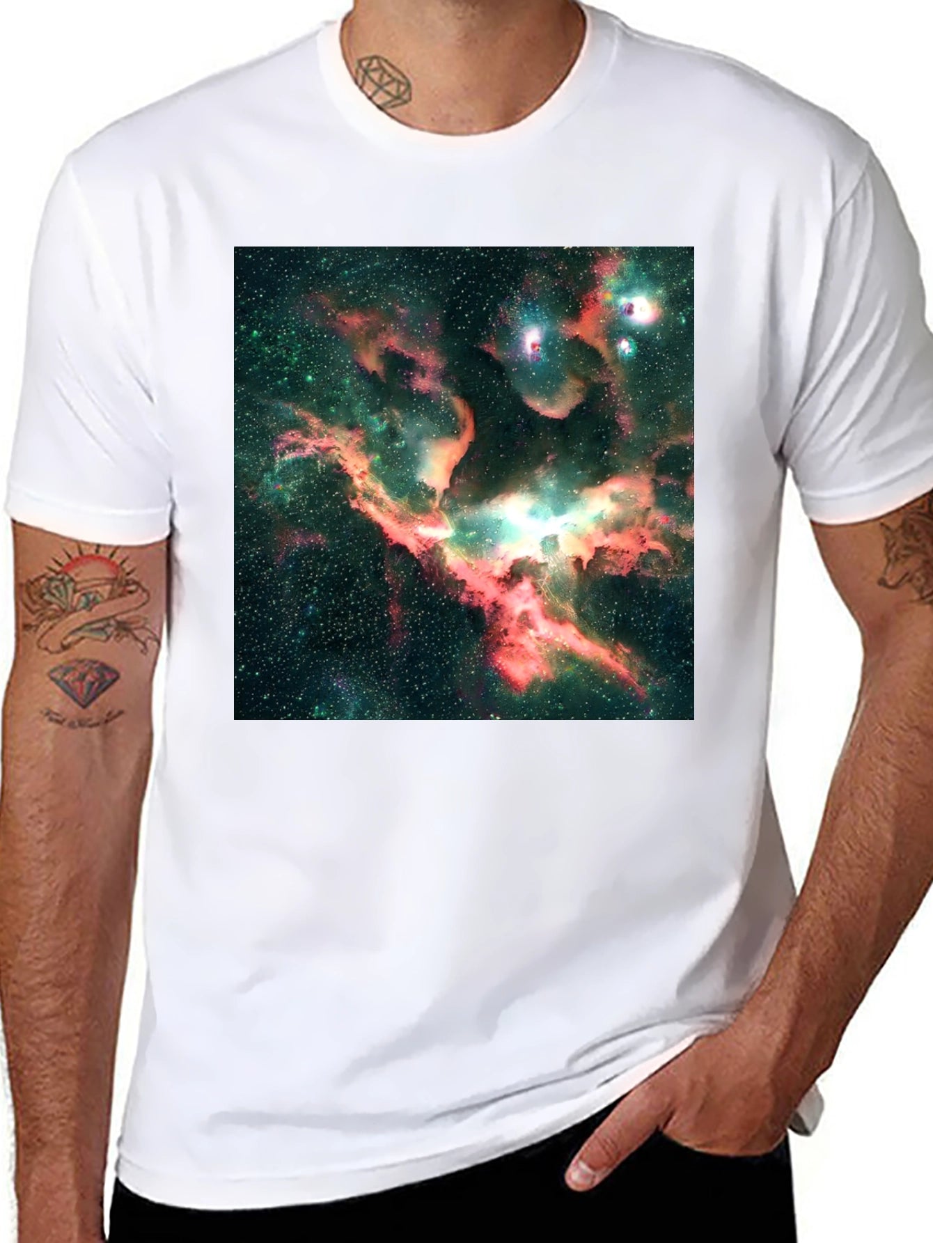 Nebula Print Black T-Shirt - Galaxy Design Tee