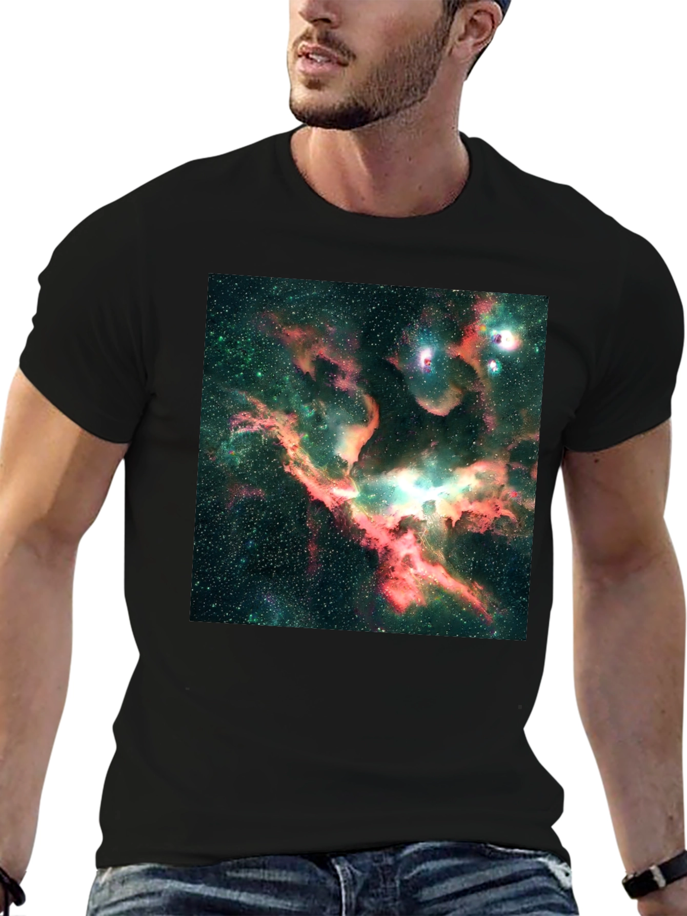 Nebula Print Black T-Shirt - Galaxy Design Tee