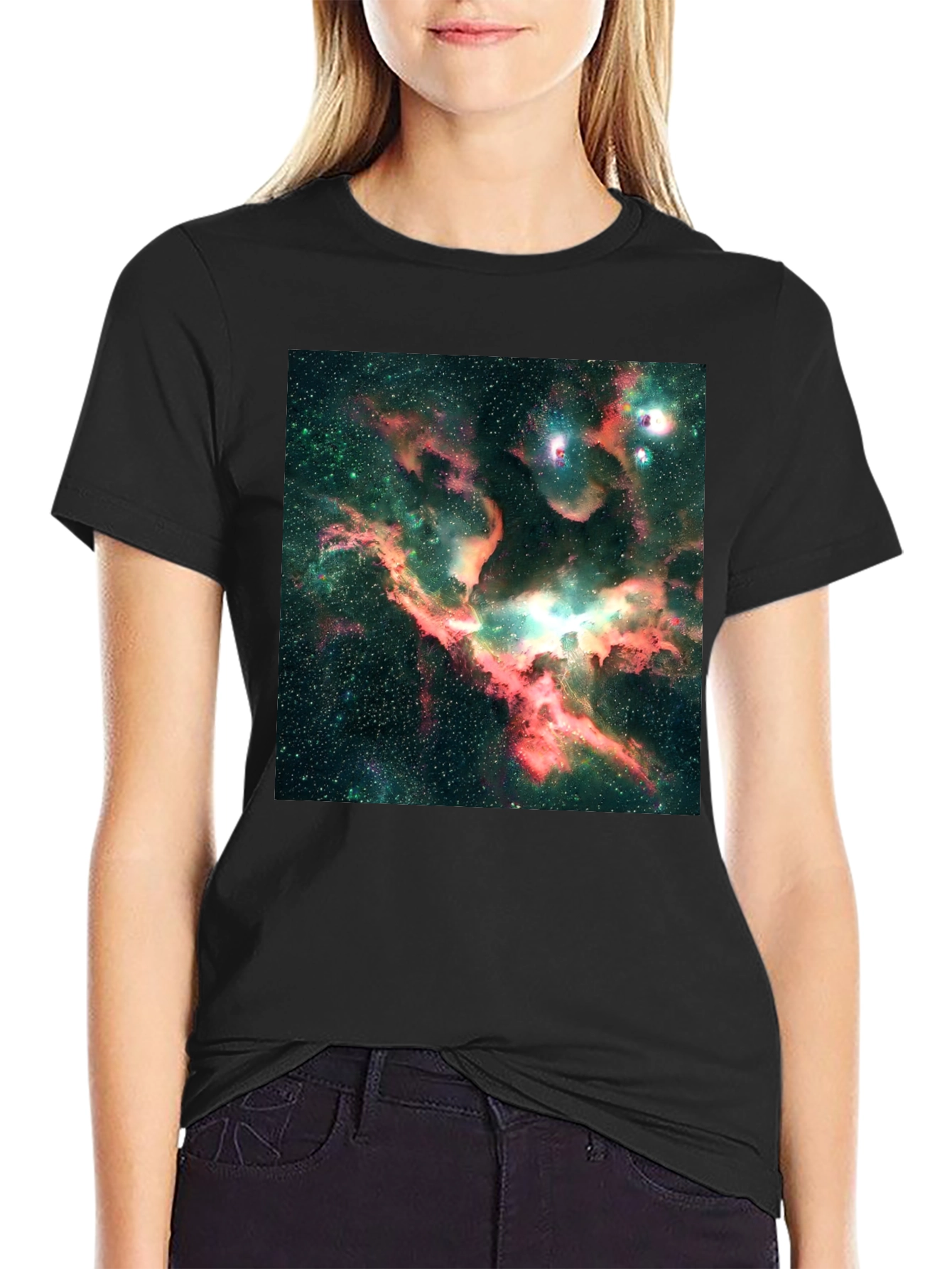 Nebula Print Black T-Shirt - Galaxy Design Tee