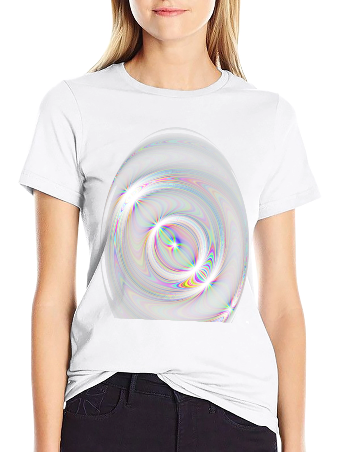 Abstract Swirl Graphic Black T-Shirt
