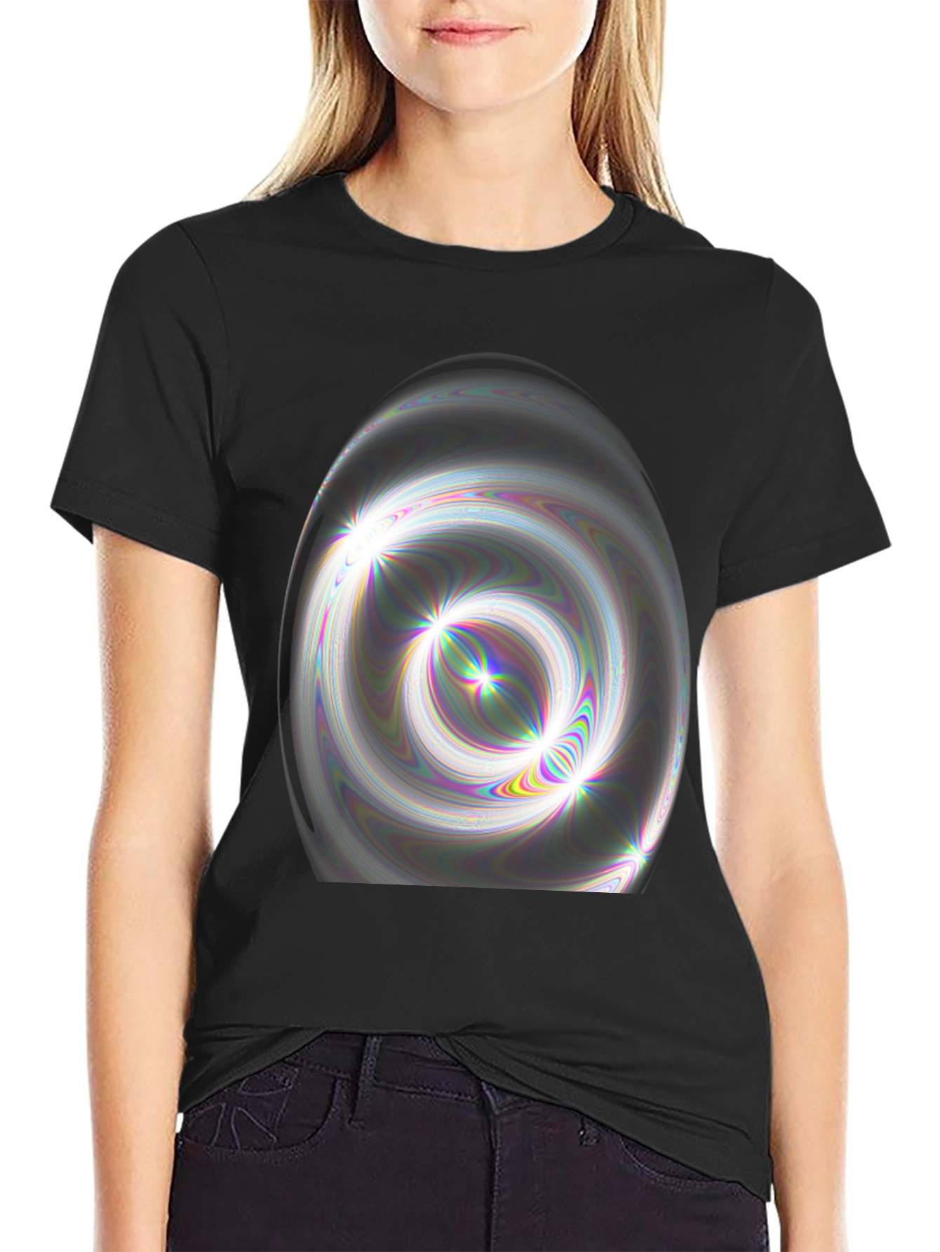 Abstract Swirl Graphic Black T-Shirt