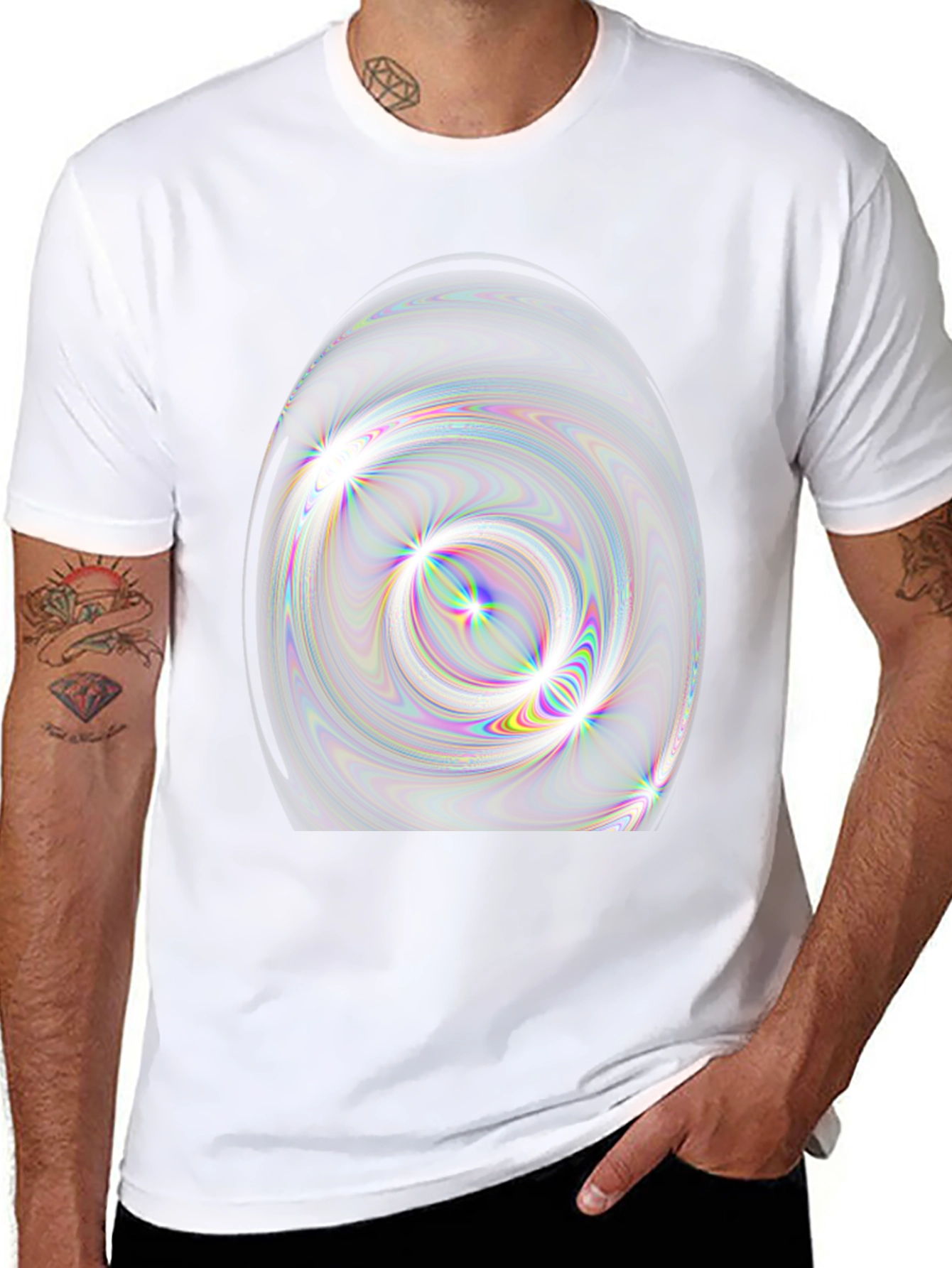 Abstract Swirl Graphic Black T-Shirt