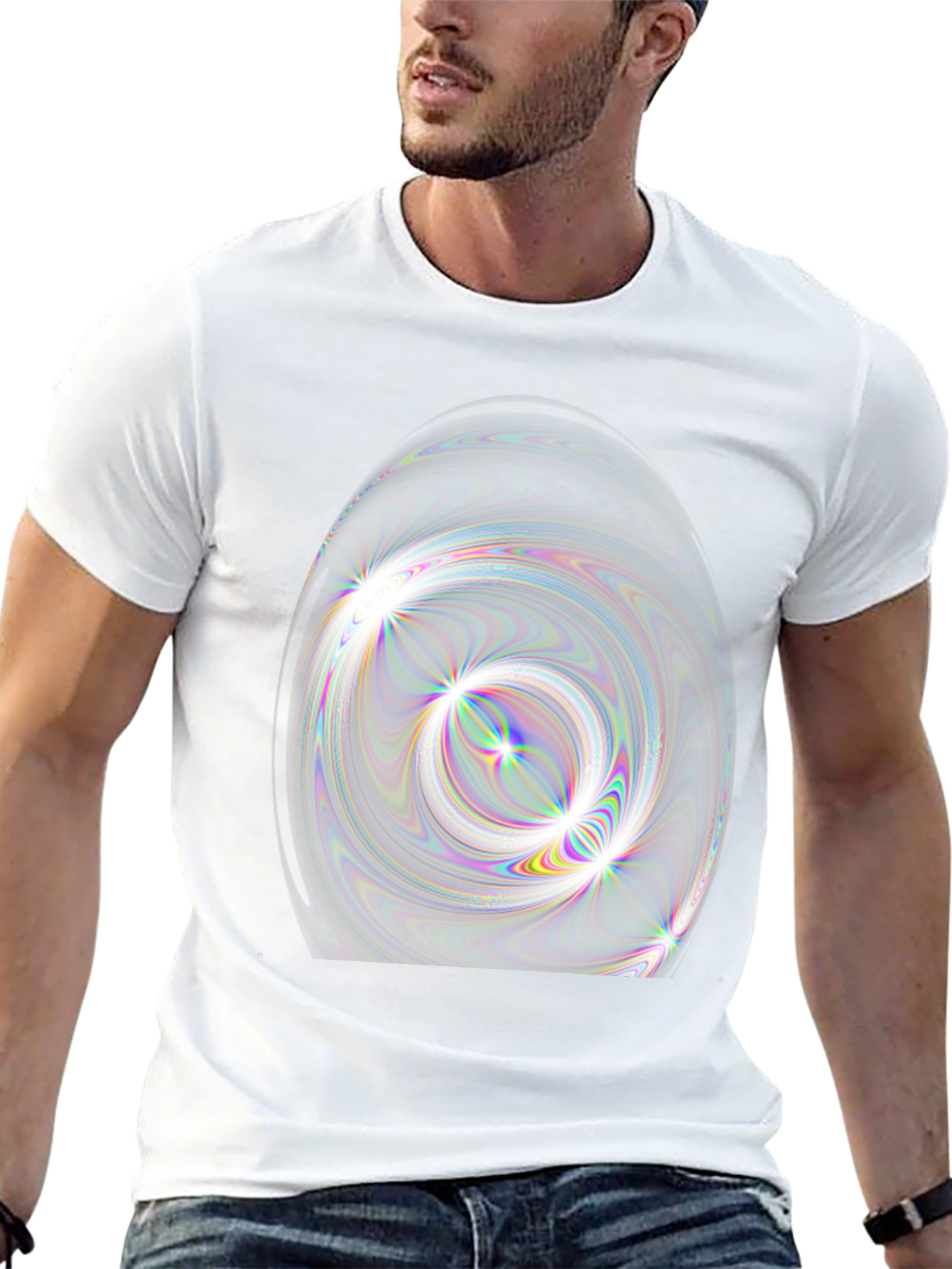 Abstract Swirl Graphic Black T-Shirt