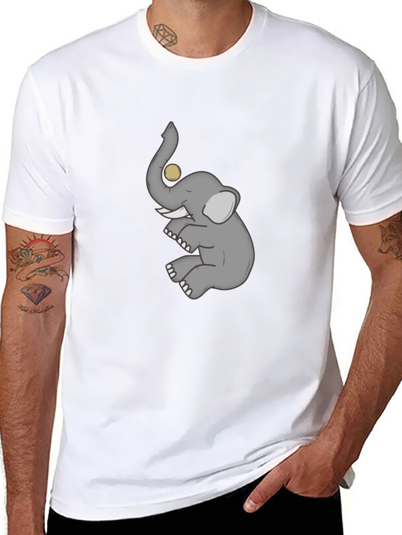 Elephant Graphic T-Shirt - Mens Casual Tee