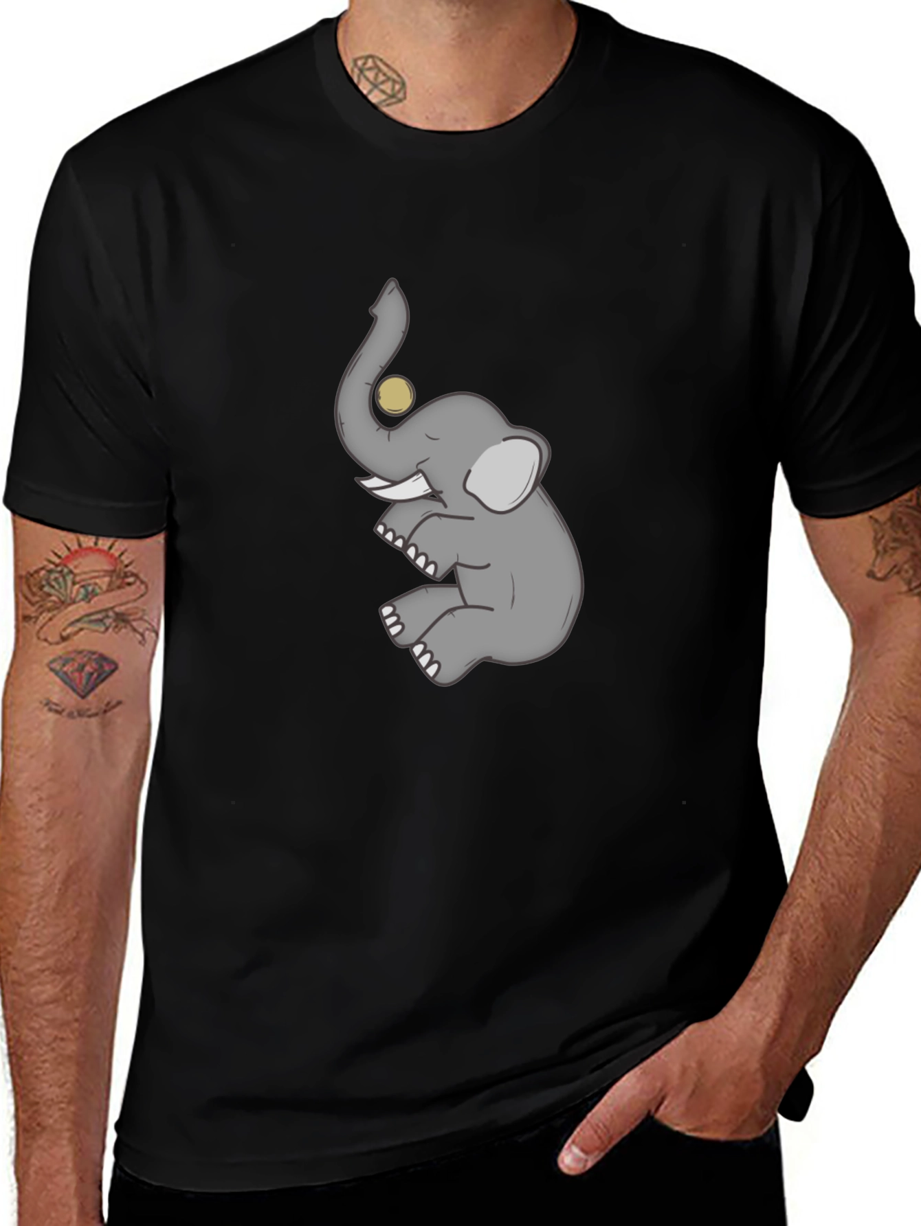 Elephant Graphic T-Shirt - Mens Casual Tee